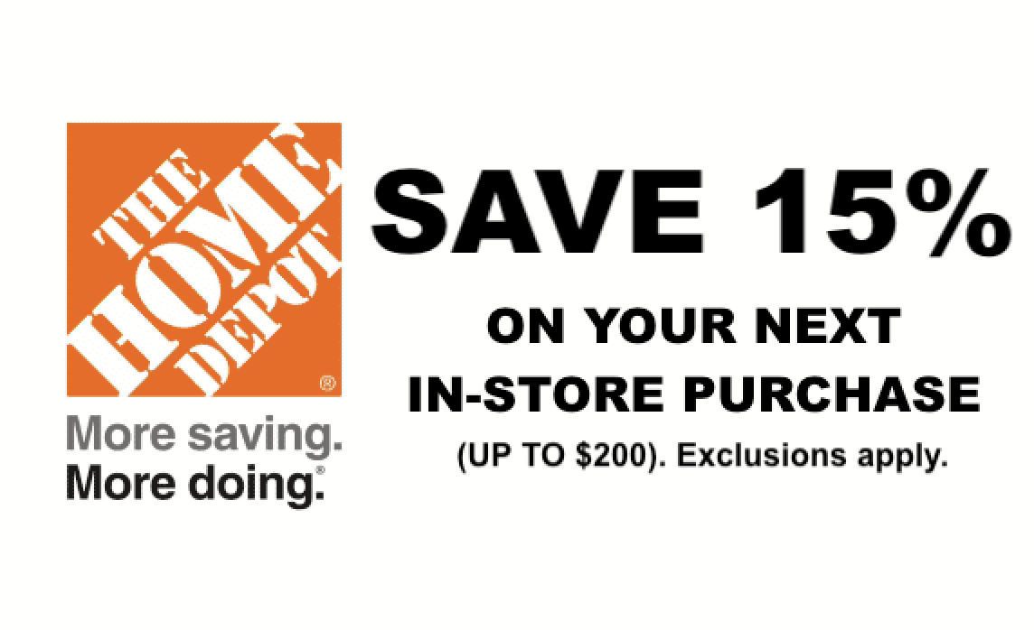 Home Depot Printable Coupon - One (1X) 15% Off with Free Printable Home Depot Coupons