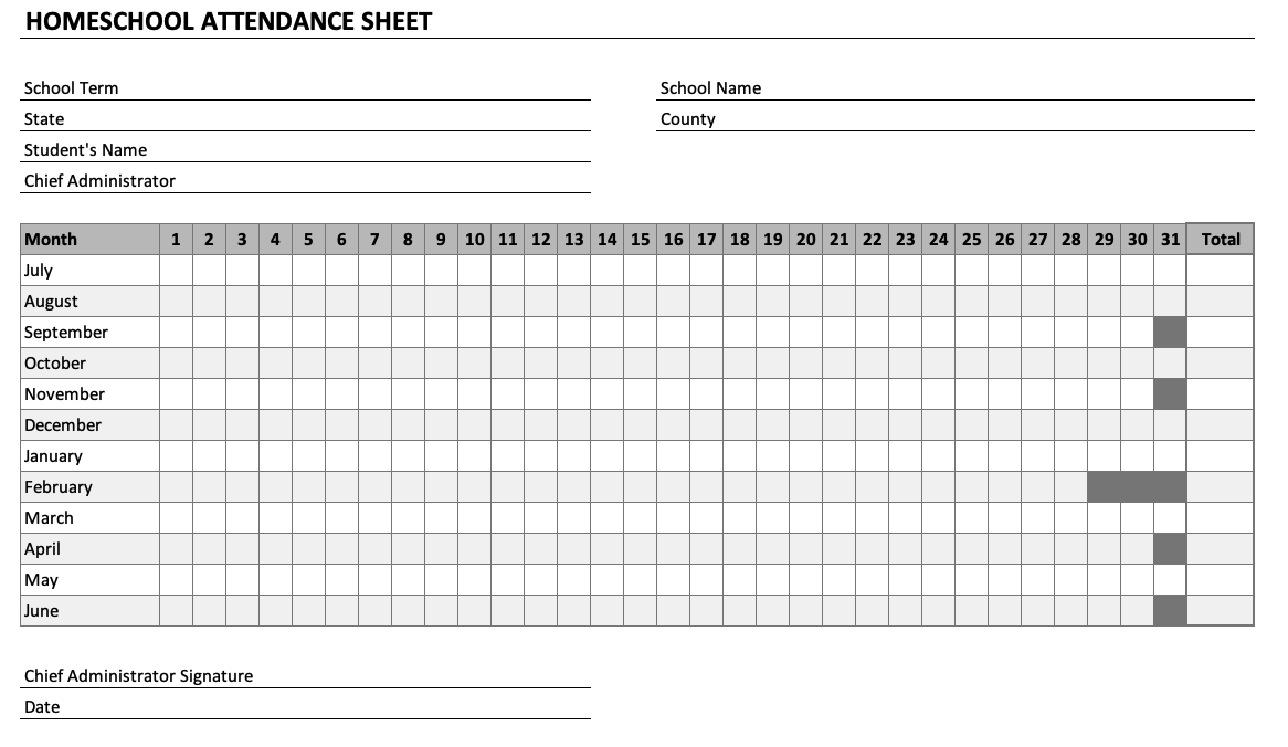 Homeschool Attendance Sheet » The Spreadsheet Page in Free Printable Attendance Sheets For Homeschool