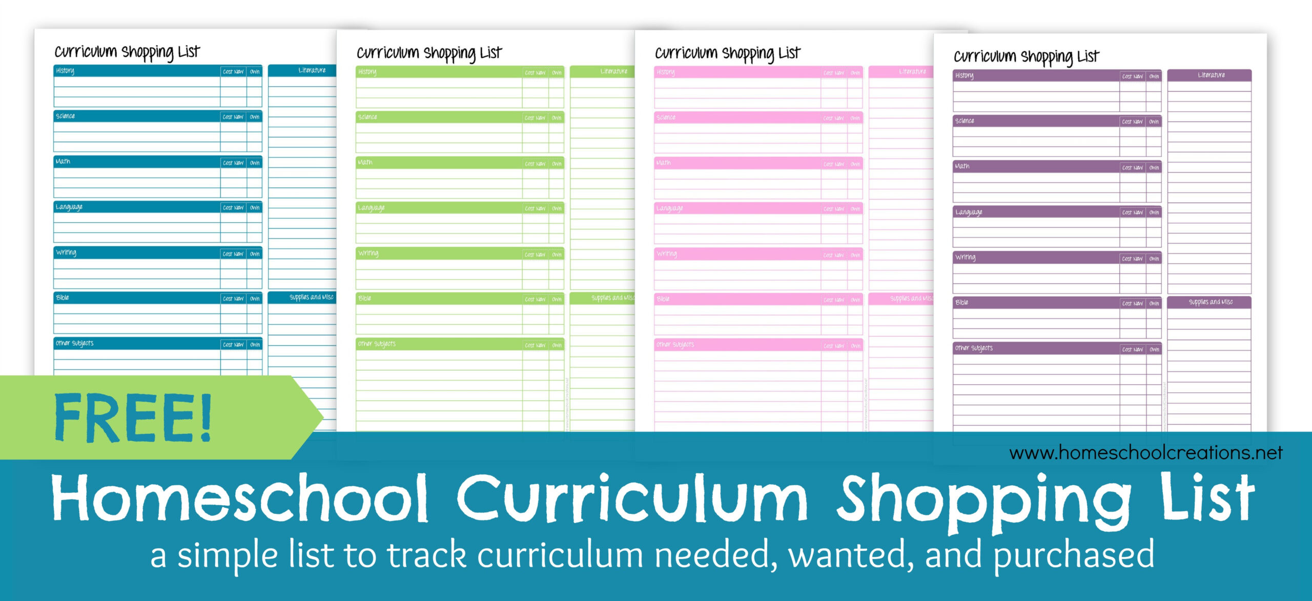 Homeschool Curriculum Shopping List: Free Printable intended for Free Printable Homeschool Curriculum