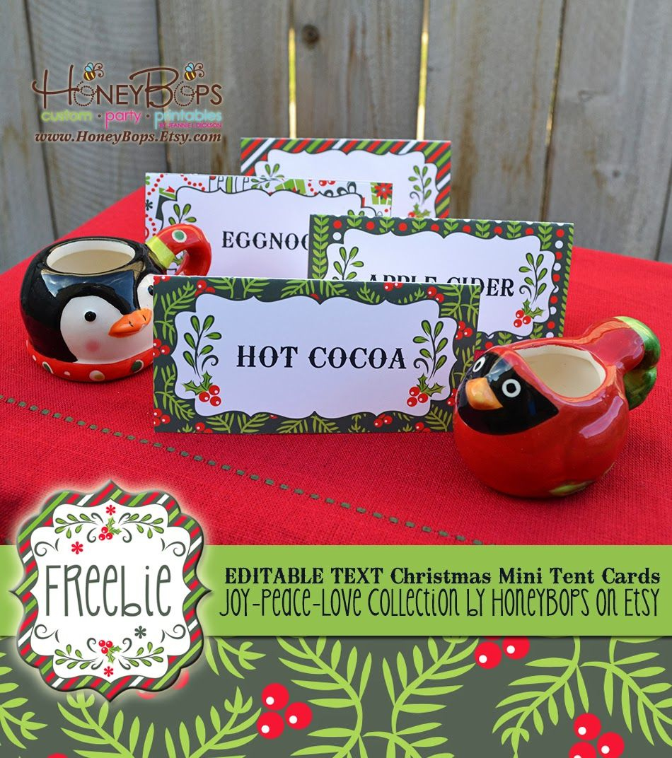 Honeybops: Christmas Freebie! Editable Text Mini Tent Cards | Free intended for Free Printable Christmas Tent Cards