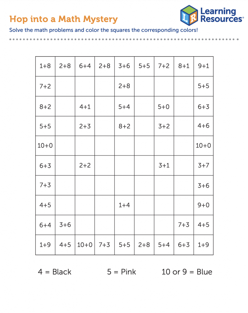 Hop Into A Math Mystery! pertaining to Free Printable Math Mystery Picture Worksheets