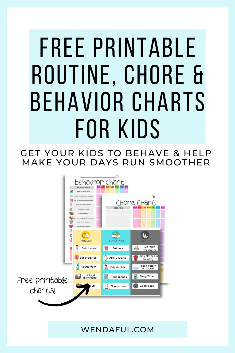 How To Create Routine And Behavior Charts For Kids: 3 Free within Free Printable Chore And Behavior Charts