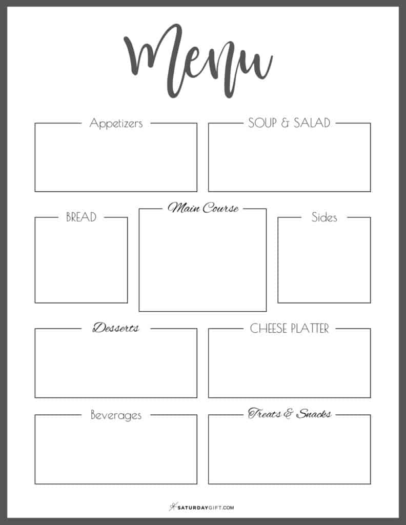 How To Plan The Menu For Your Party + Pretty Printable Menu Planner intended for Free Printable Menu