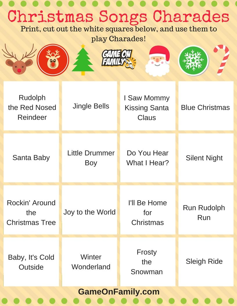 How To Play Christmas Charades: Free Printable Games! - Game On Family in Free Printable Christmas Charades Cards