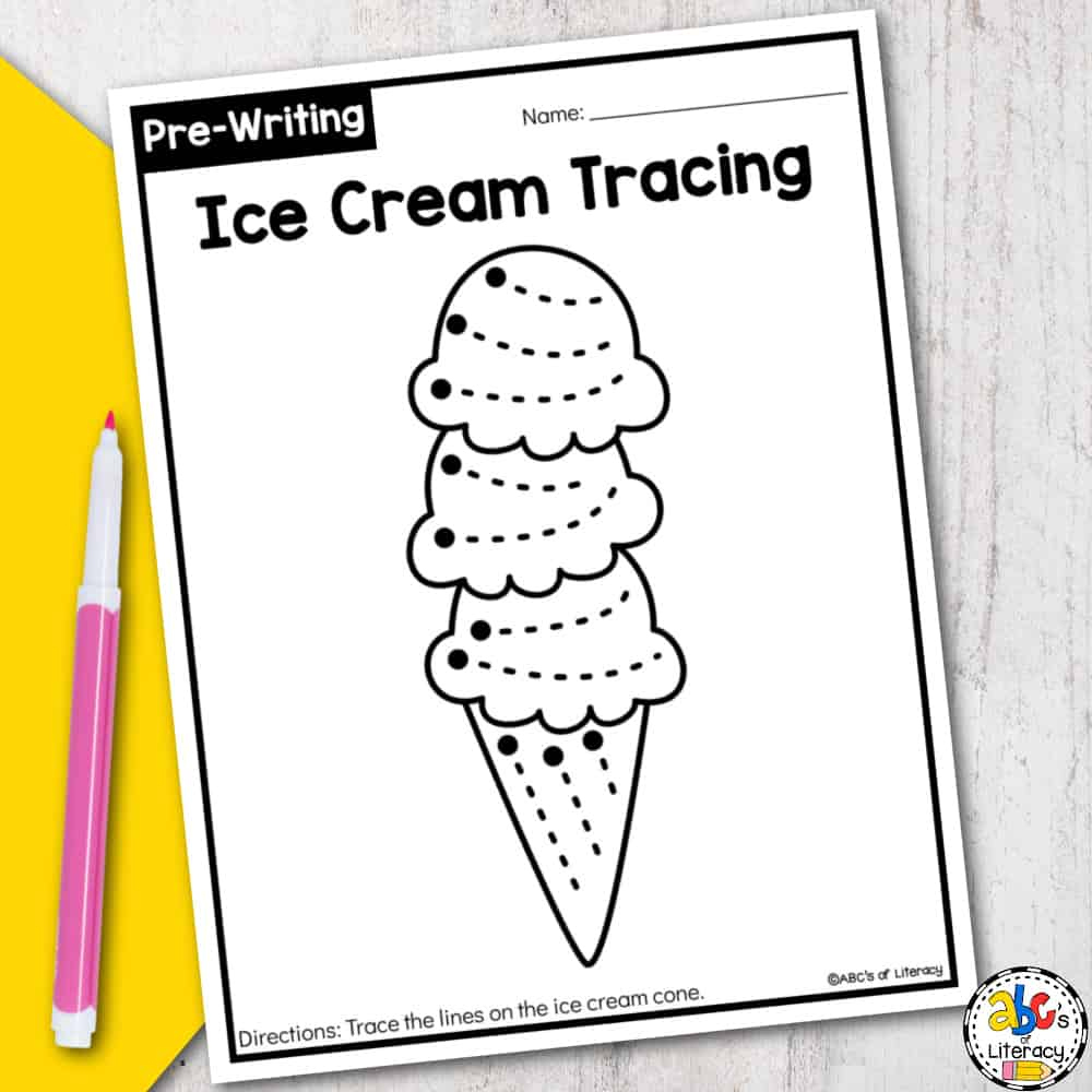 Ice Cream Tracing Worksheets regarding Free Printable Ice Cream Worksheets