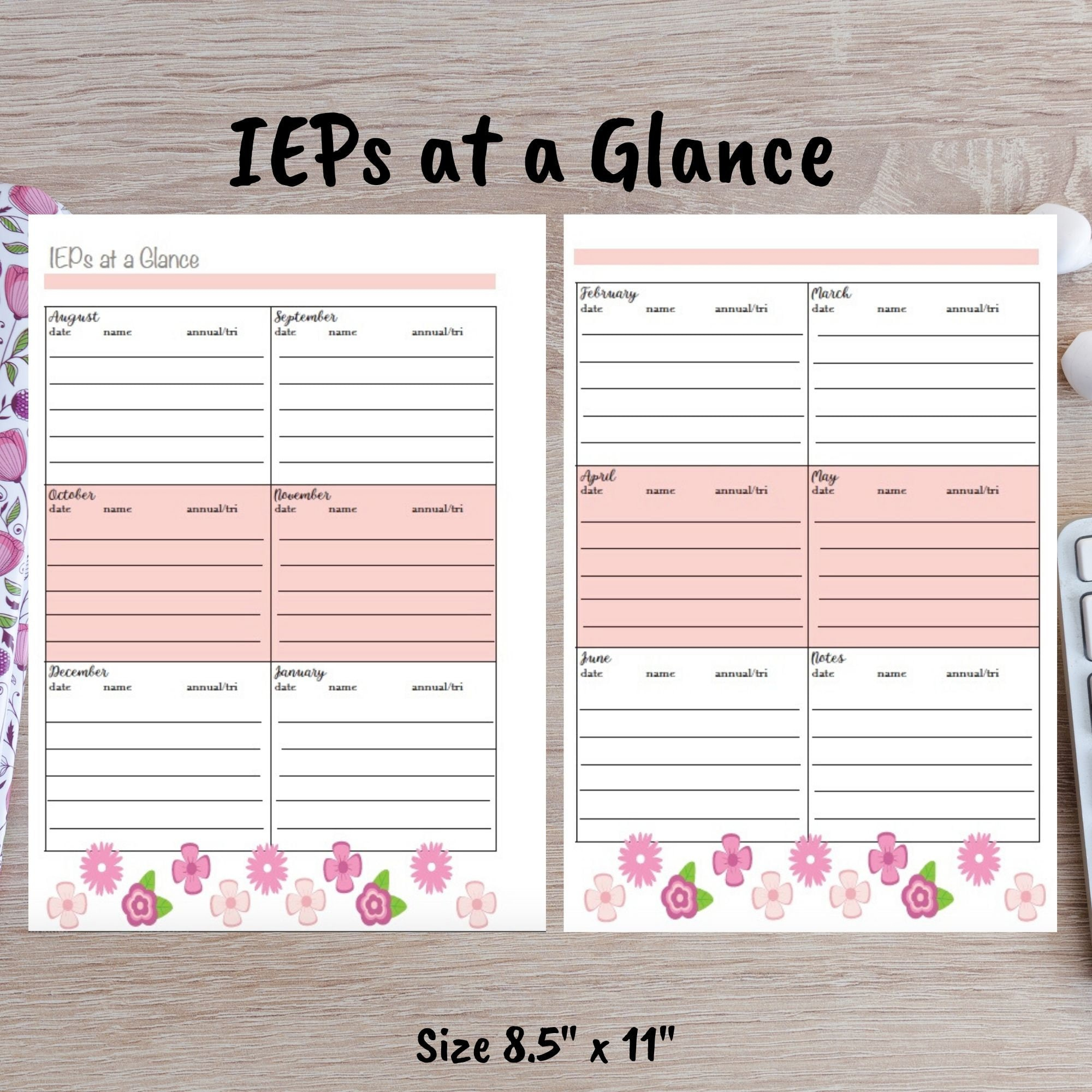 Ieps At A Glance Teacher Planner Printable - Etsy in Iep At a Glance Free Printable