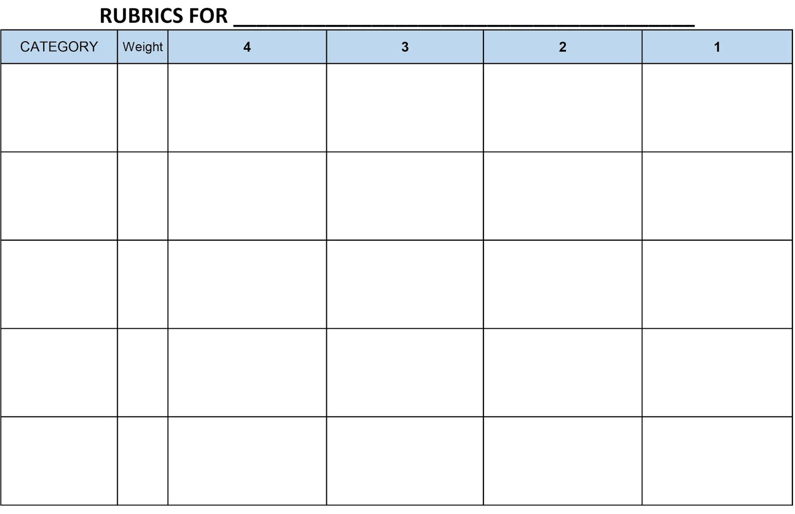 Image Result For Blank Rubric Template Editable | Rubric Template within Free Printable Blank Rubrics