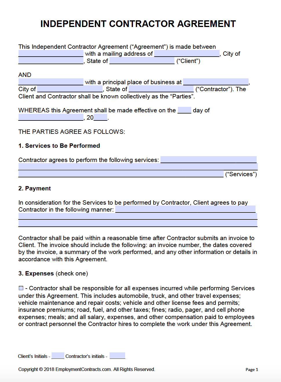 Independent Contractor Agreement | Pdf | Word throughout Free Printable Independent Contractor Agreement