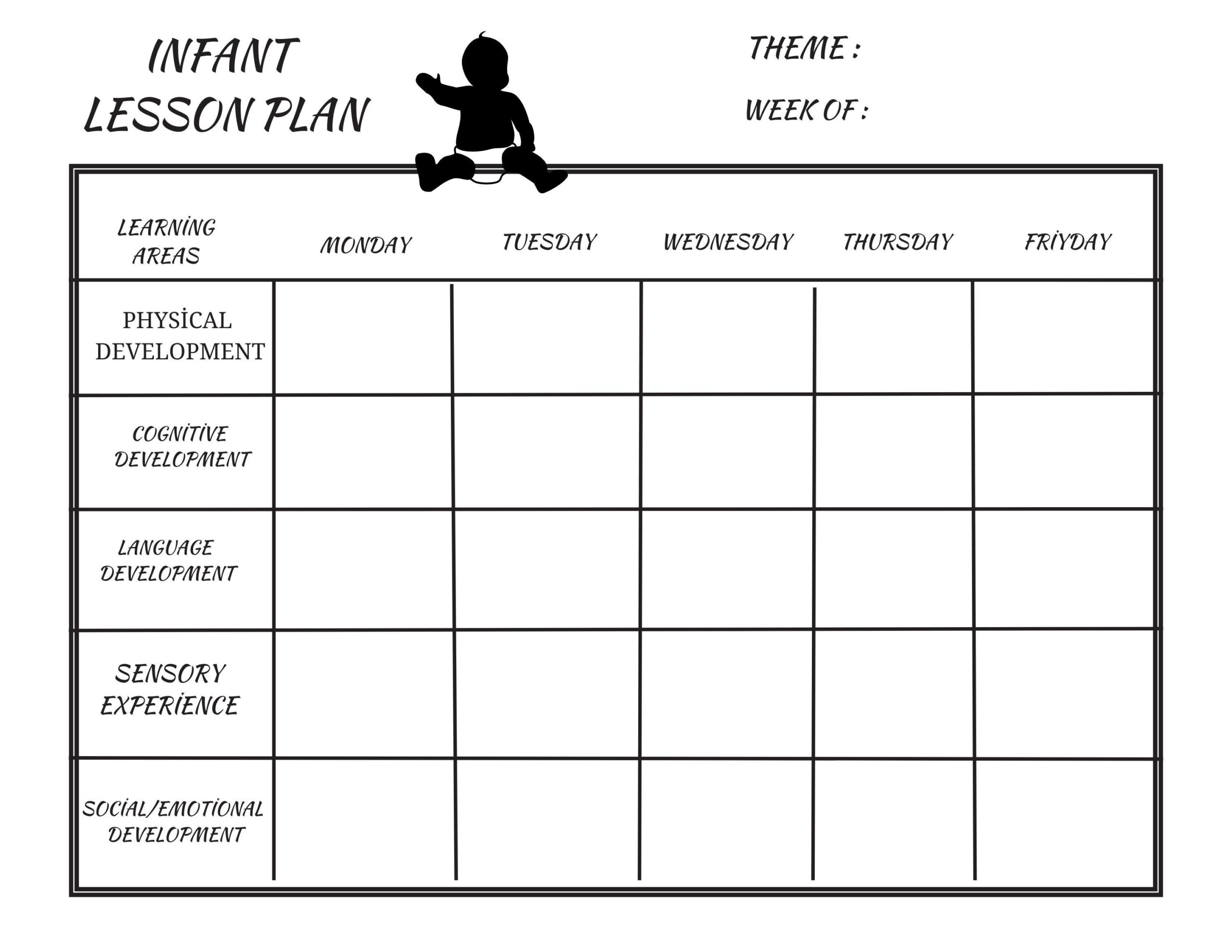 Infant Weekly Lesson Plan-Black &amp;amp; White, Construction Printable in Free Printable Infant Lesson Plans