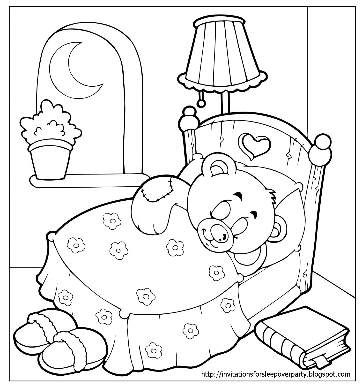 Invitations For Sleepover Party | Teddy Bear Coloring Pages, Bear regarding Free Printable Pajama Coloring Pages