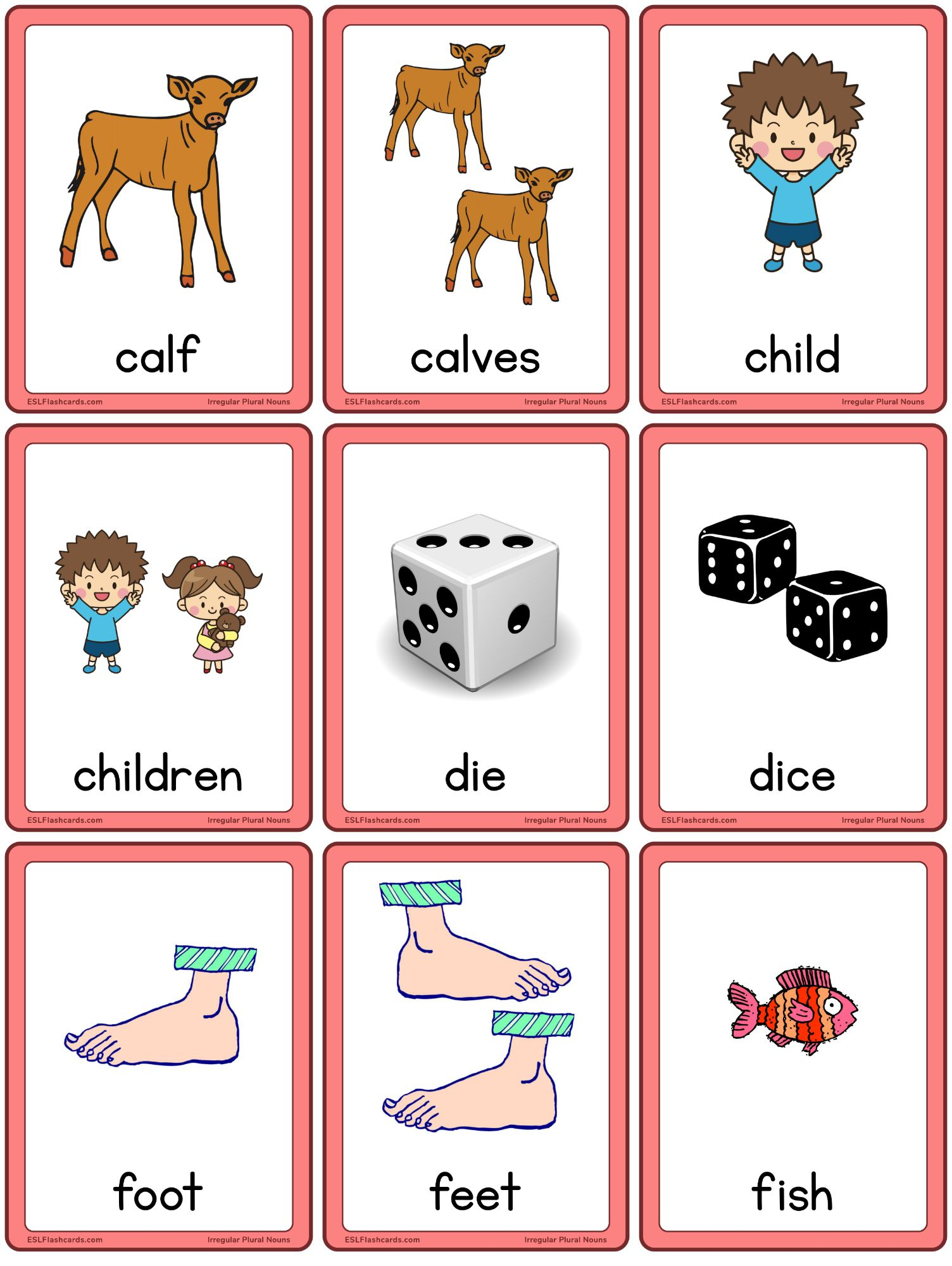 Irregular Plural Nouns – Esl Flashcards with Free Printable Noun Picture Cards