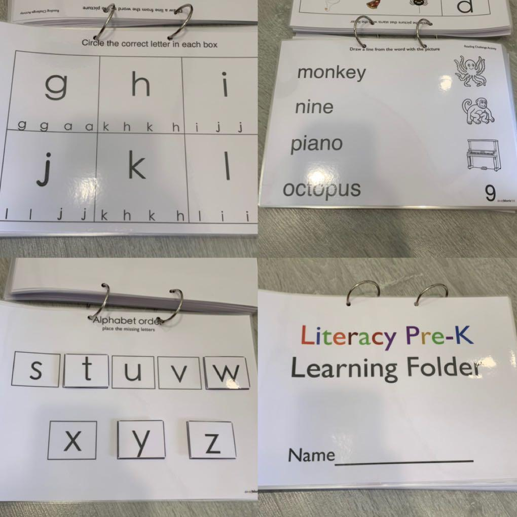 Jady A Literary Pre-K Learning Folder inside Jady A Free Printables