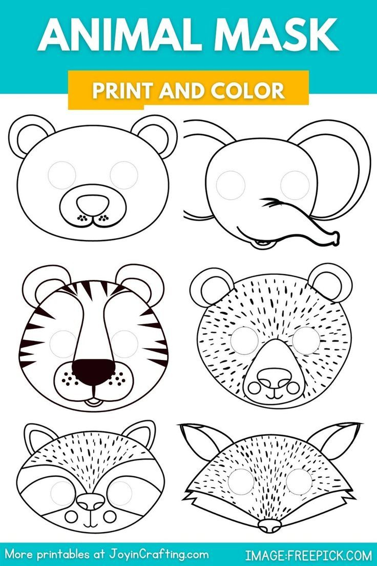 Jungle Animal Mask Printable Coloring Page | Animal Masks For Kids for Animal Face Masks Printable Free