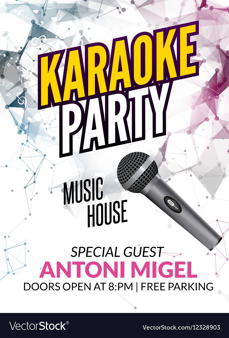 Karaoke Party Invitation Poster Design Template Vector Image pertaining to Free Printable Karaoke Party Invitations