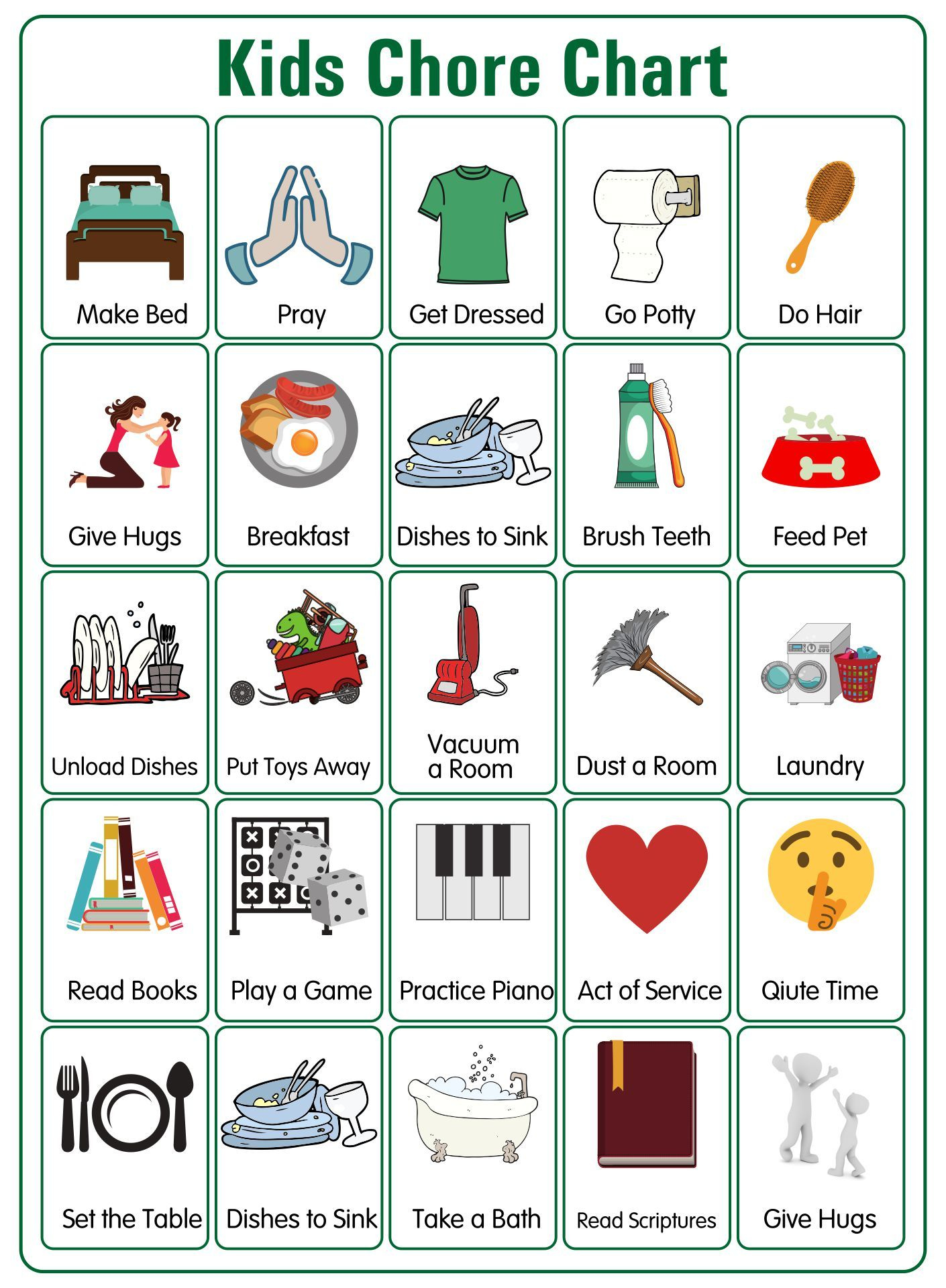 Kids Chore Chart Graphics | Free Printable Chore Clip Art with regard to Free Printable Pictures for Chore Charts