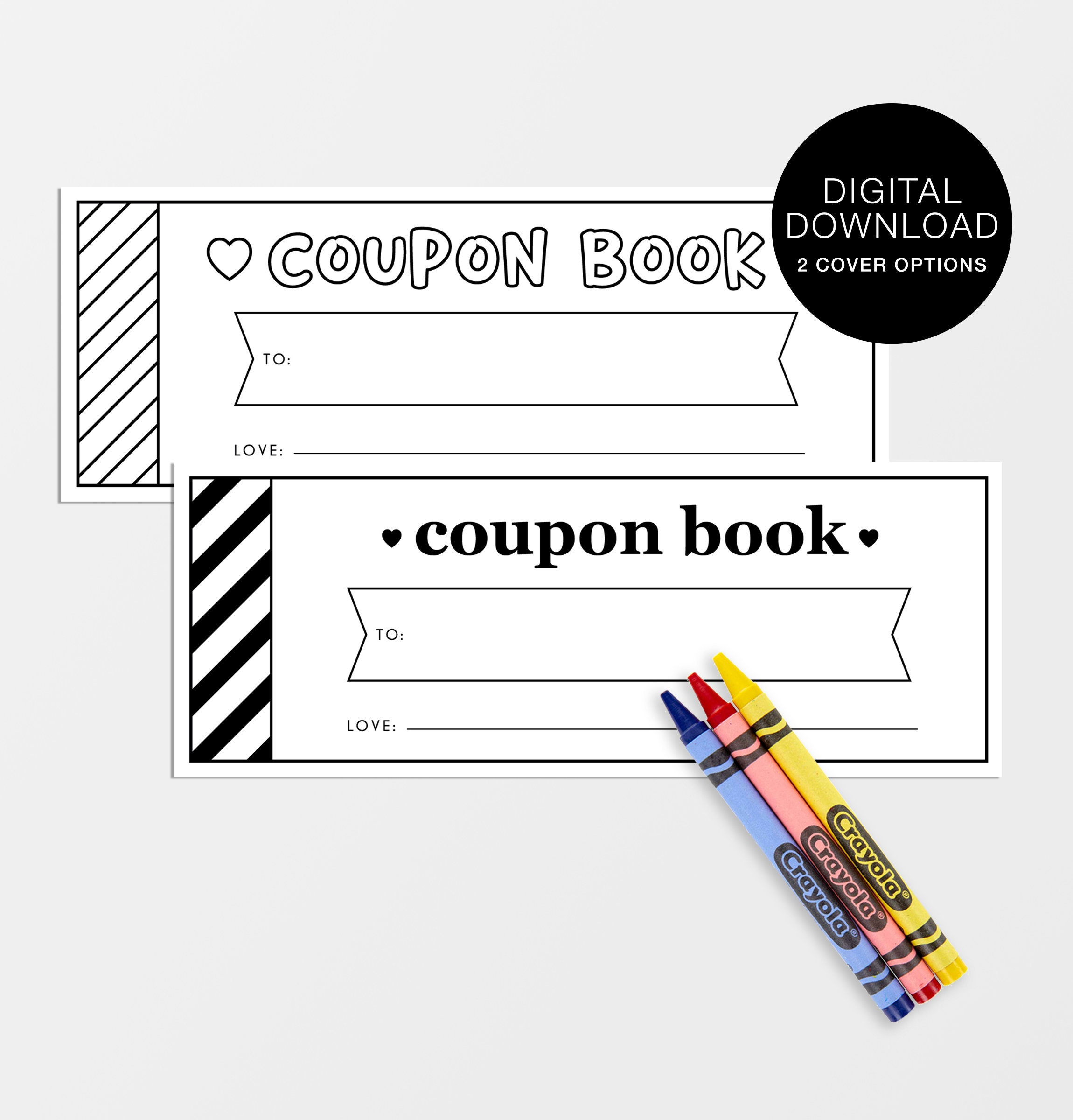 Kids Printable Coupon Book, Diy Coupon Template, Personalized in Free Printable Crayola Coupons