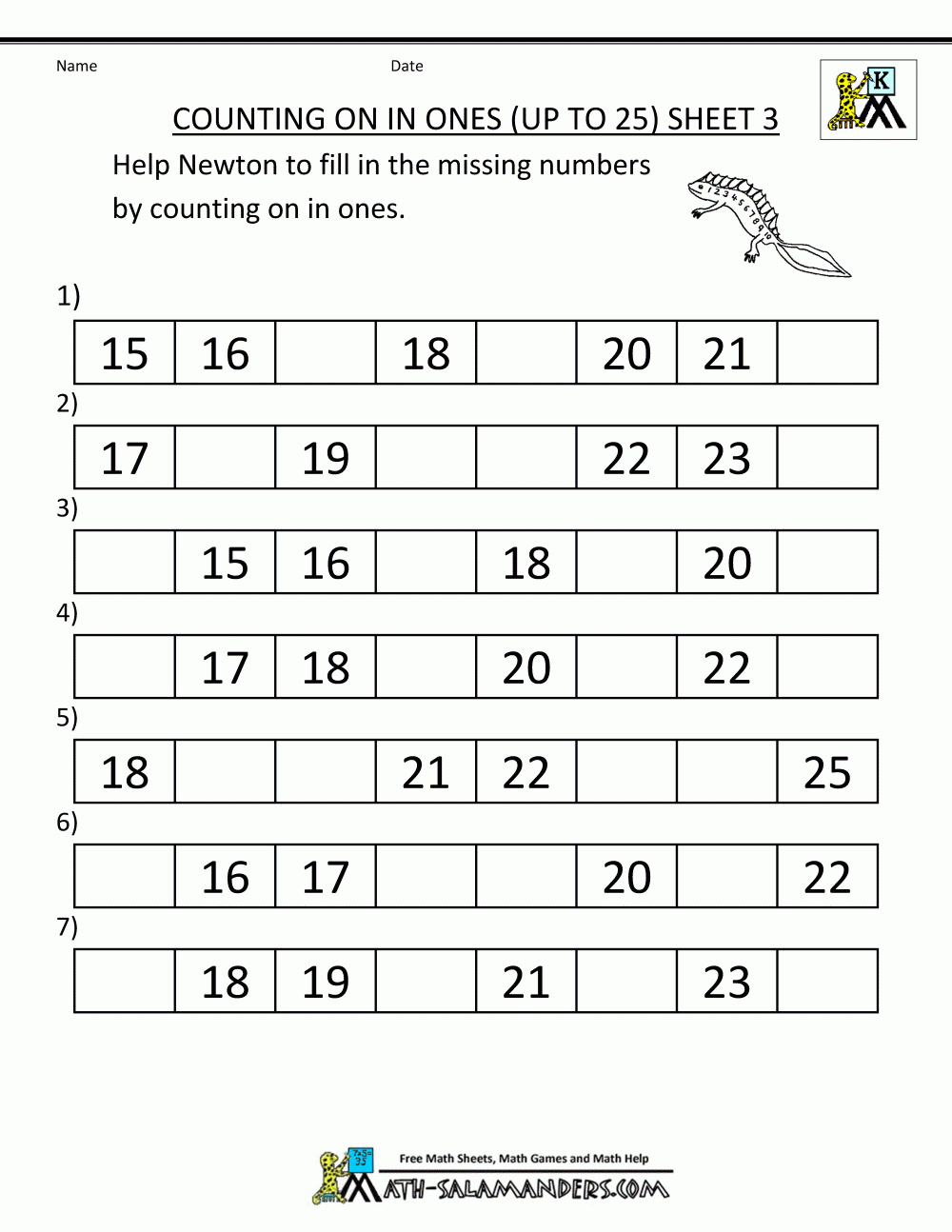 Kindergarten Counting Worksheets - Sequencing To 25 intended for Free Printable Sequencing Worksheets for Kindergarten