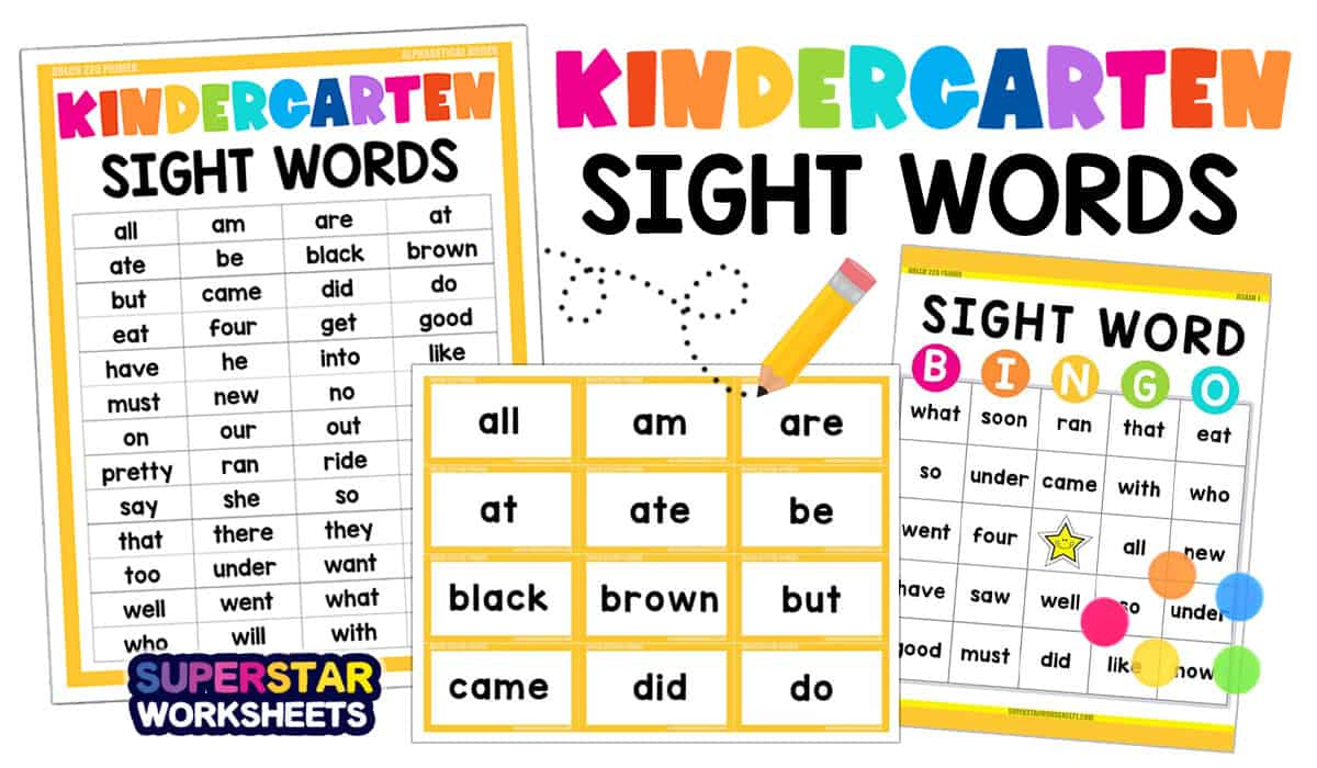 Kindergarten Sight Words - Superstar Worksheets in Free Printable Kindergarten Sight Words