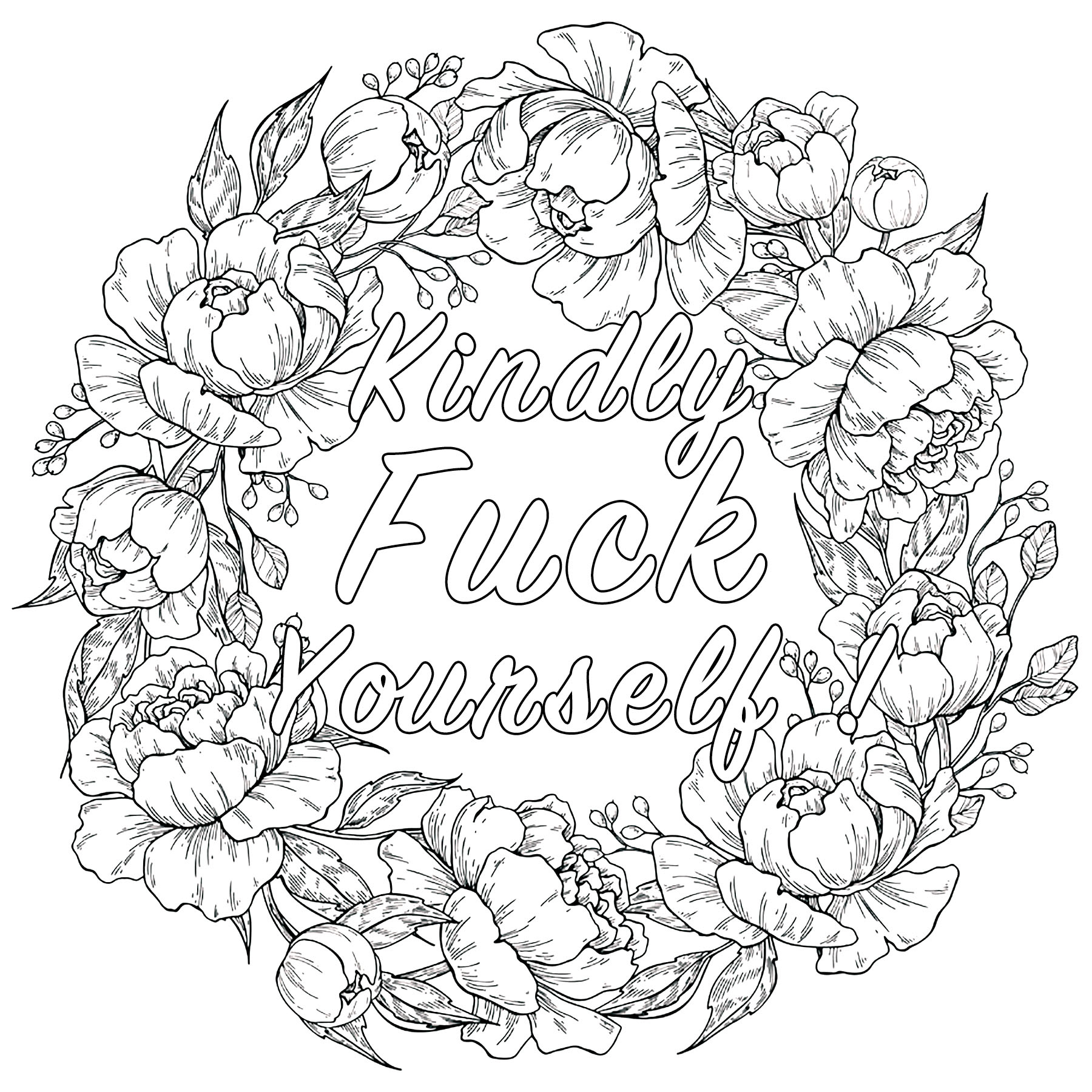 Kindly Fuck Yourself (Swear Word Coloring Page) - Swear Word Adult intended for Swear Word Coloring Pages Printable Free