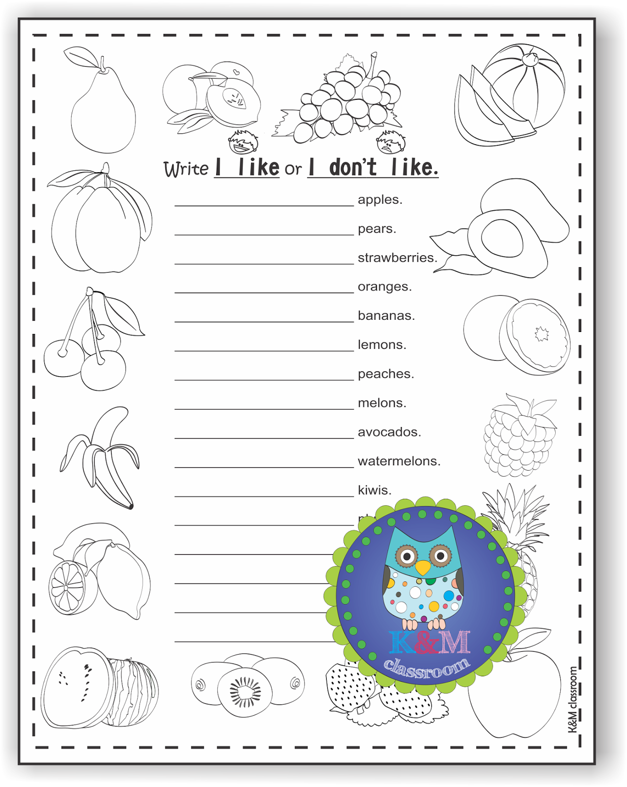 Km Classroom: Esl Grammar With Fruits with Free Printable ESL Grammar Worksheets