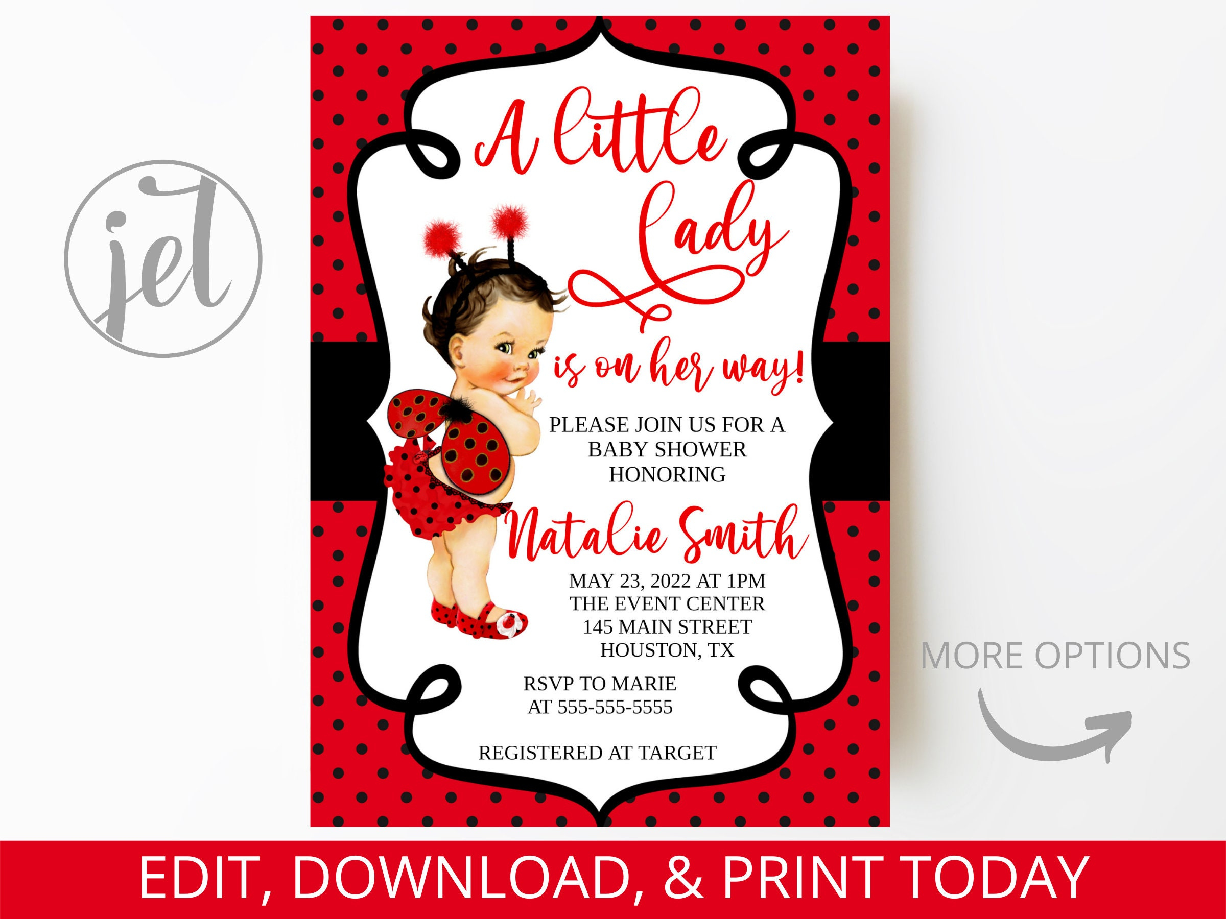 Ladybug Invitation Editable Baby Shower Princess Printable pertaining to Free Printable Ladybug Baby Shower Invitations Templates