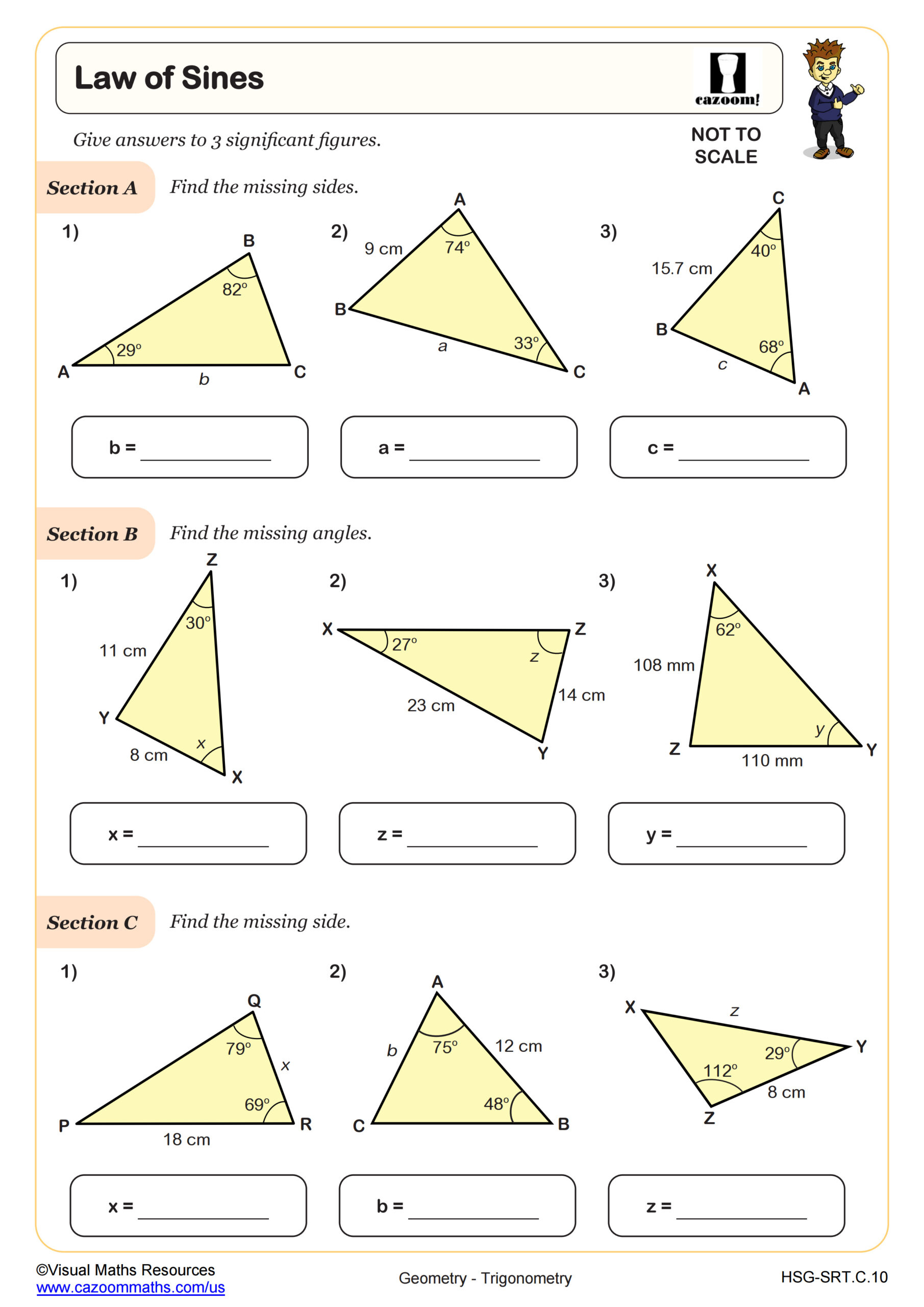 Law Of Sines Worksheet | Pdf Printable Geometry Worksheet pertaining to Free Printable Geometry Worksheets For Middle School