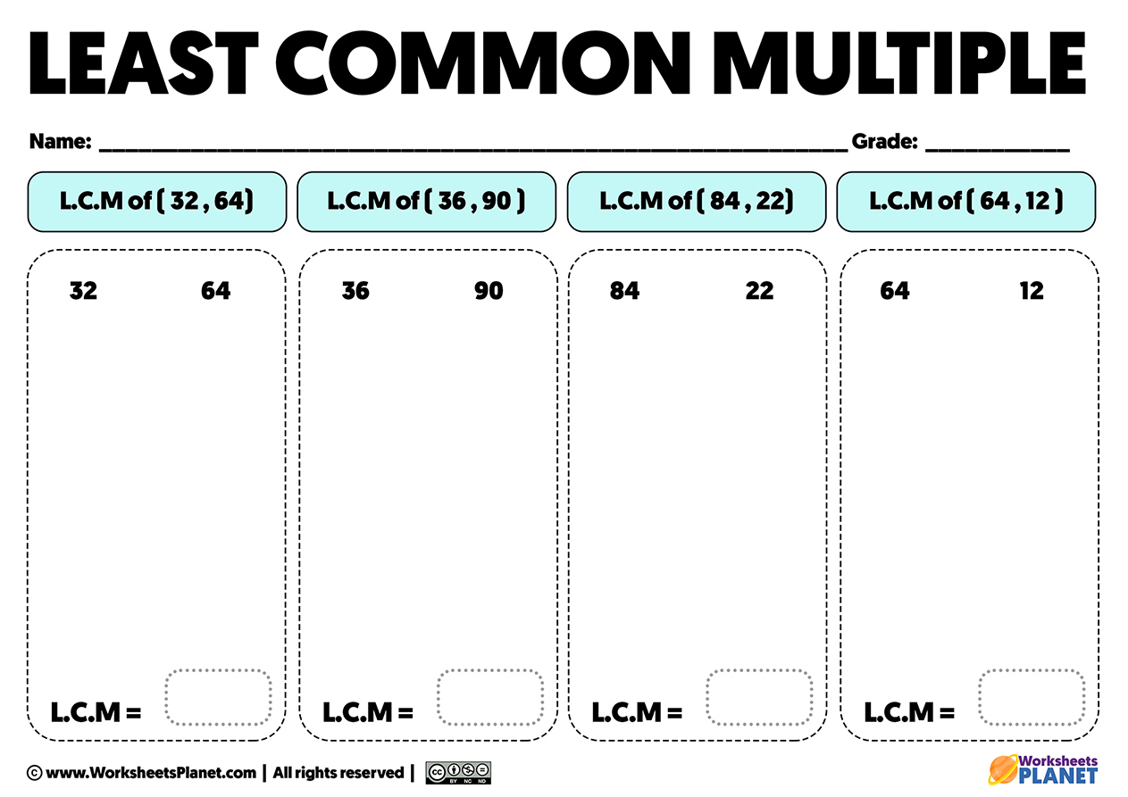 Least Common Multiple Exercises | L.c.m Worksheets with regard to Free Printable Lcm Worksheets
