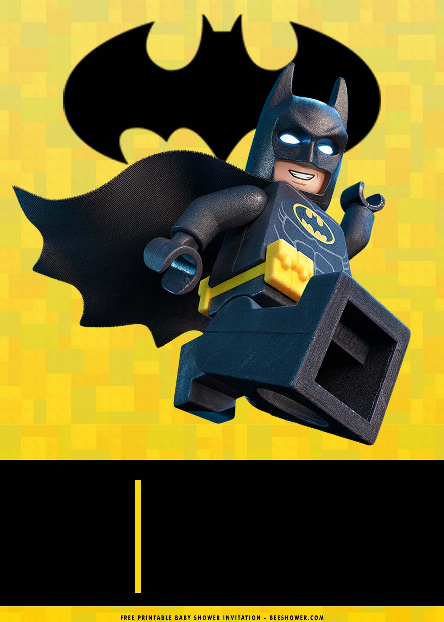 Lego Batman Baby Shower Invitation Templates - Free Printable with Lego Batman Party Invitations Free Printable