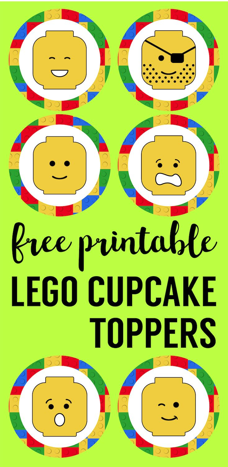 Lego Cupcake Toppers Printable - Paper Trail Design | Lego intended for Free Printable Lego Cupcake Toppers