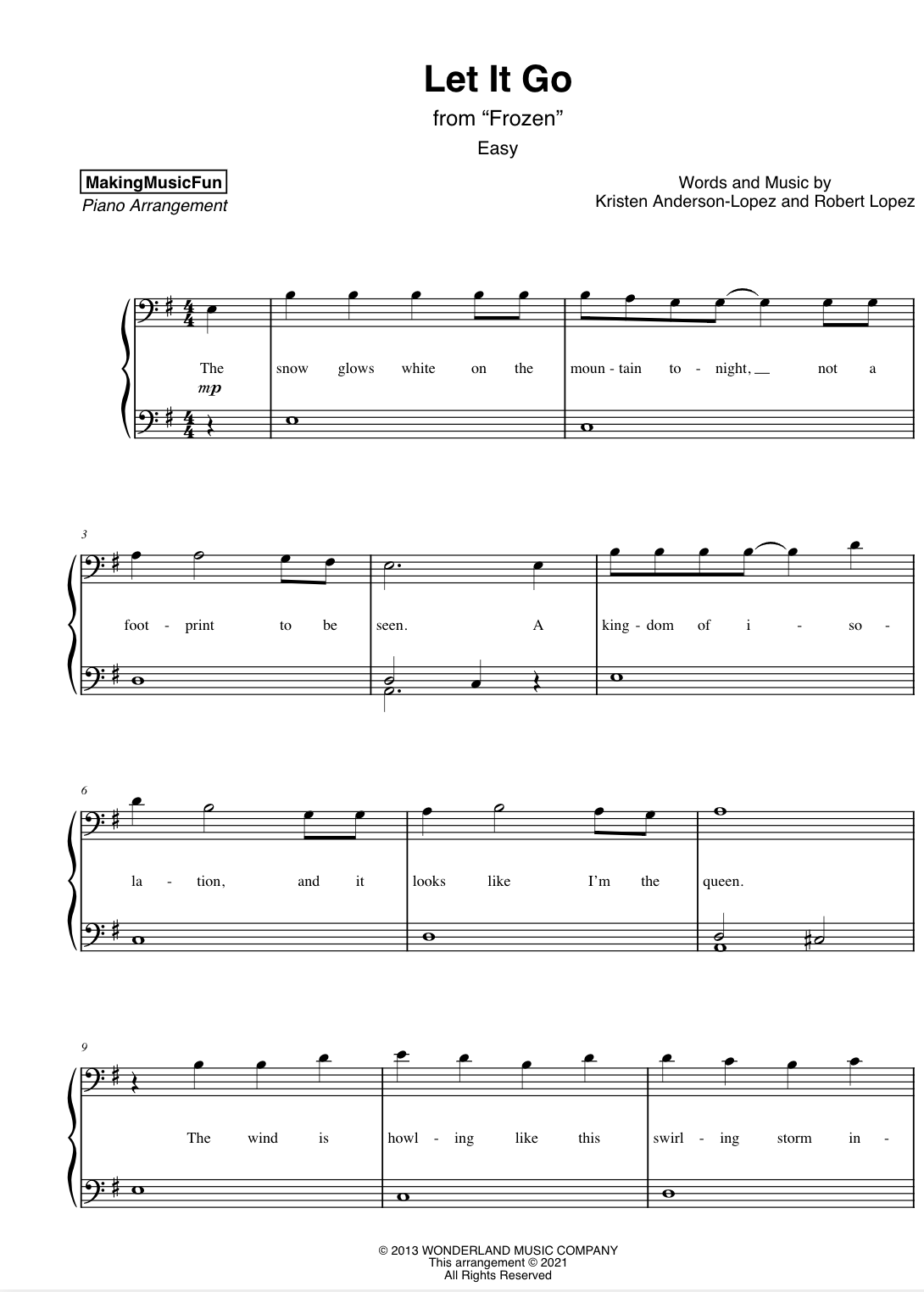 Let It Go (Frozen) | Easy Piano Sheet Music – The Piano Student for Frozen Piano Sheet Music Free Printable