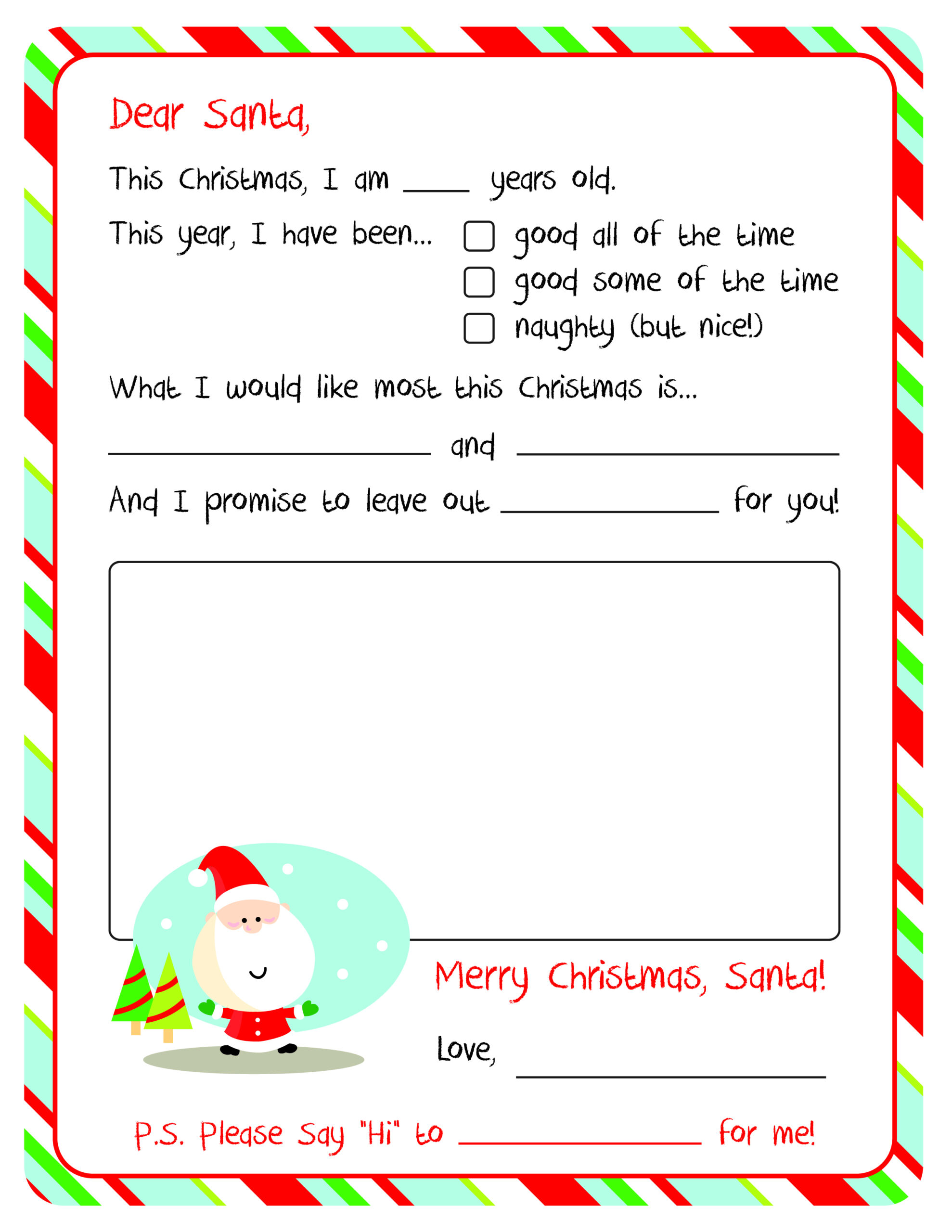 Letter To Santa – Free Printable regarding Letter to Santa Template Free Printable