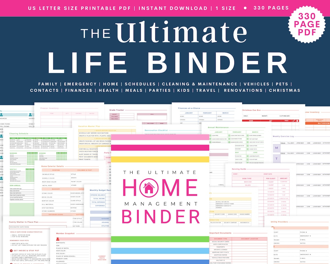 Life Binder, Home Management Binder, Emergency Binder, Adhd Planner Printable, Family Planner, Household Planner, Cleaning Schedule - Etsy intended for Free Home Management Binder Printables 2025