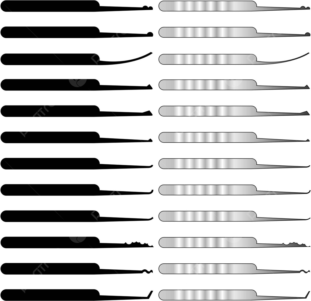 Lockpick Aasortment Safe Insecure Silhouette Vector, Safe inside Free Printable Lock Pick Templates