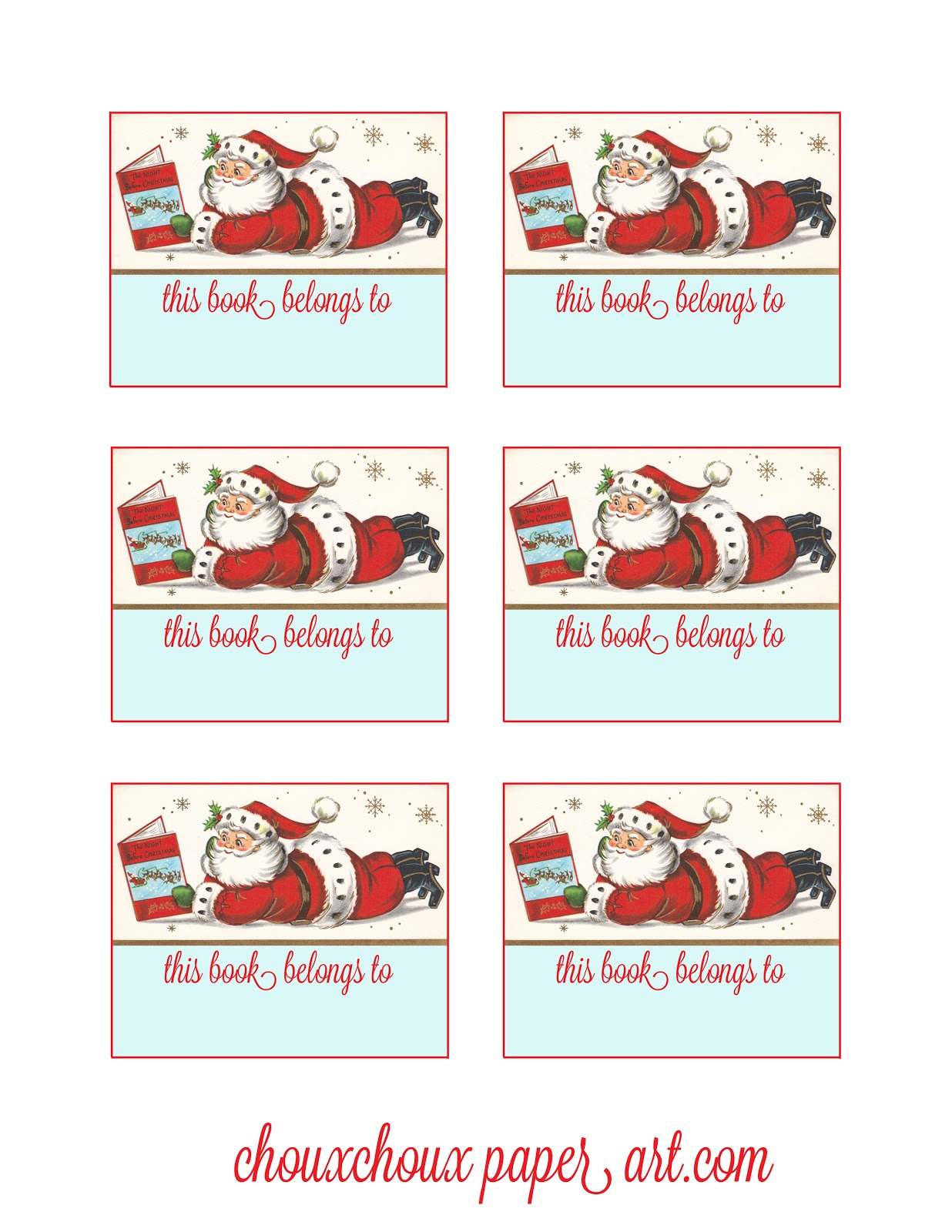 Lori Hairston: Santa Book Plates inside Free Printable Christmas Bookplates