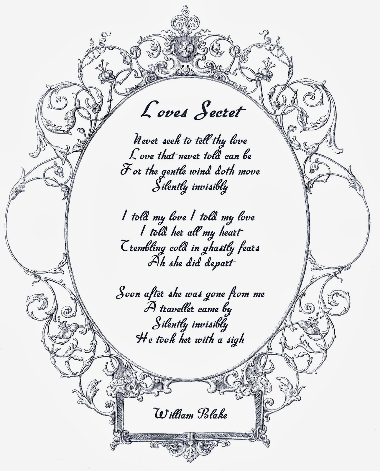 Love&amp;#039;S Secret And A Red, Red Rose - Two Free Vintage Printable for Free Printable Romantic Poems