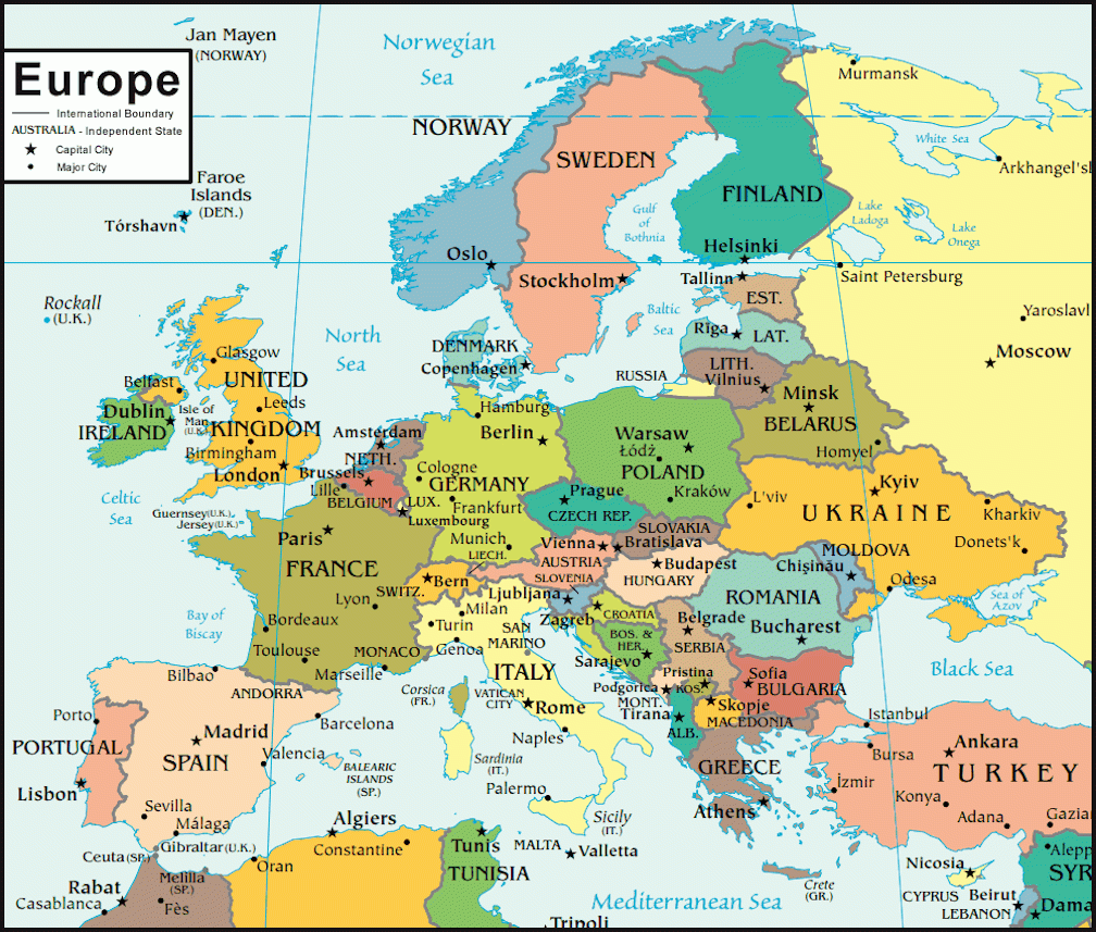 Map Of Europe And Hundreds More Free Printable International Maps within Free Printable Map Of Europe With Cities
