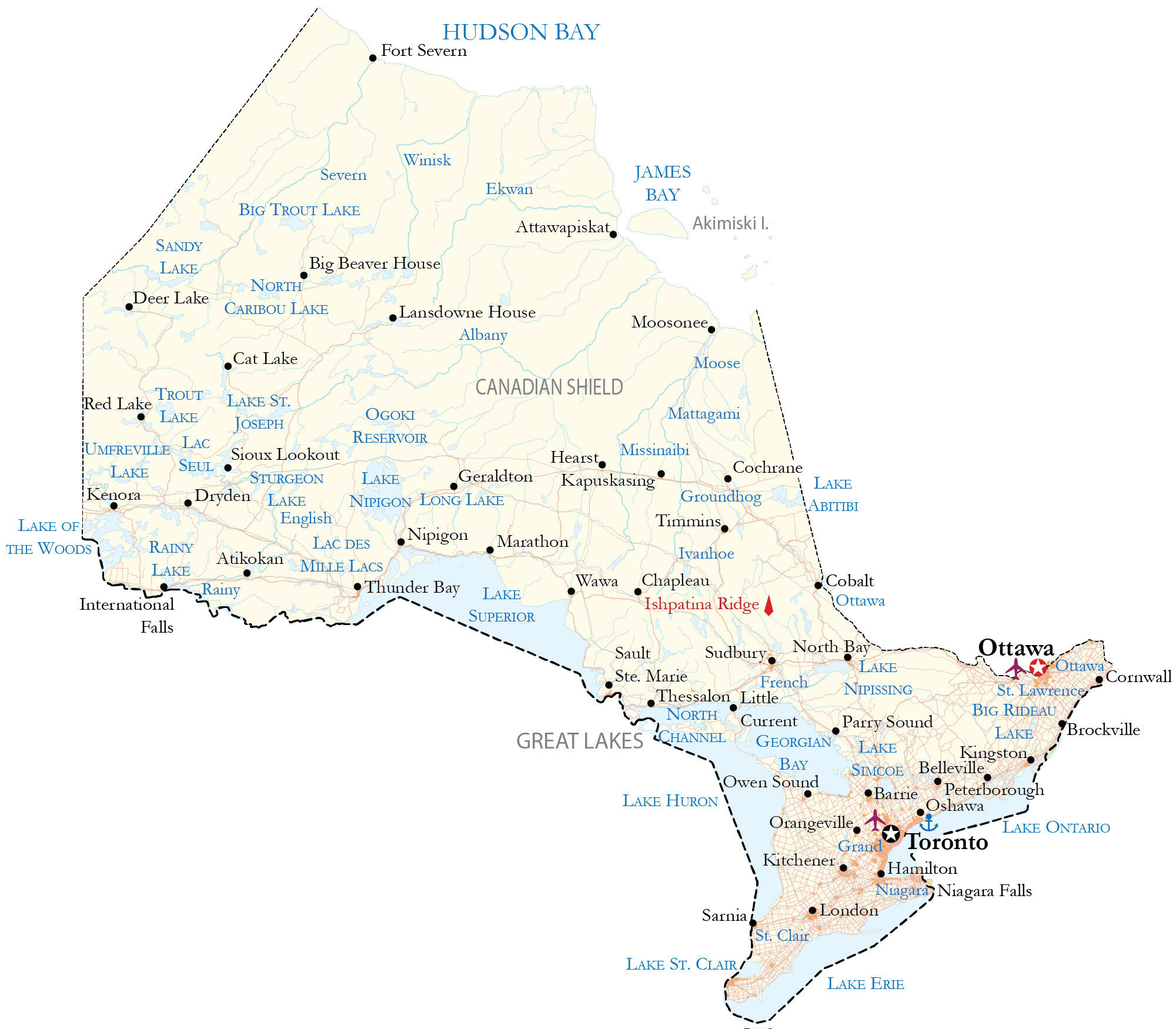 Map Of Ontario - Cities And Roads - Gis Geography pertaining to Free Printable Map of Ontario