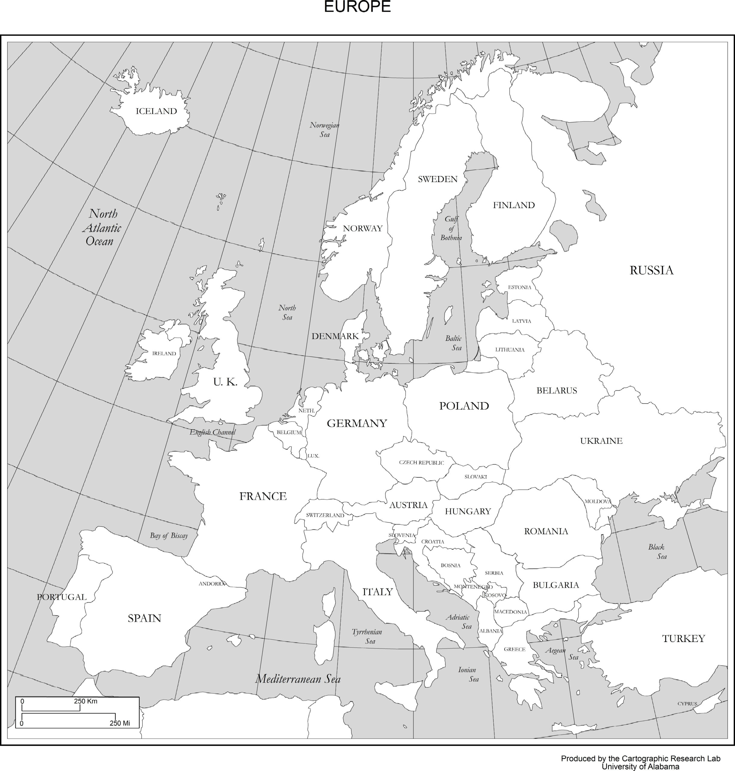 Maps Of Europe inside Free Printable Map Of Europe With Cities