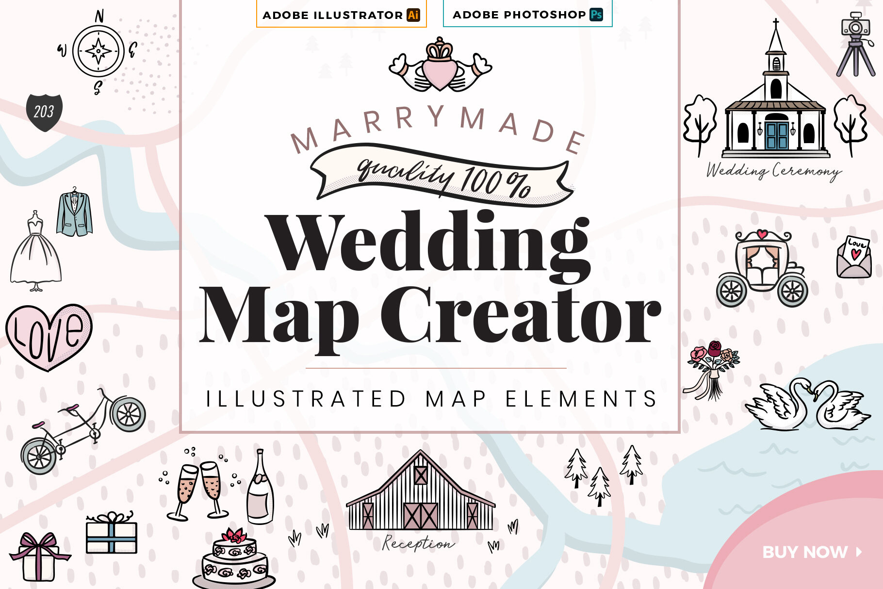 Marrymade Map Creator And Illustrated Map Icons Kit — Happy Monday in Free Printable Wedding Maps