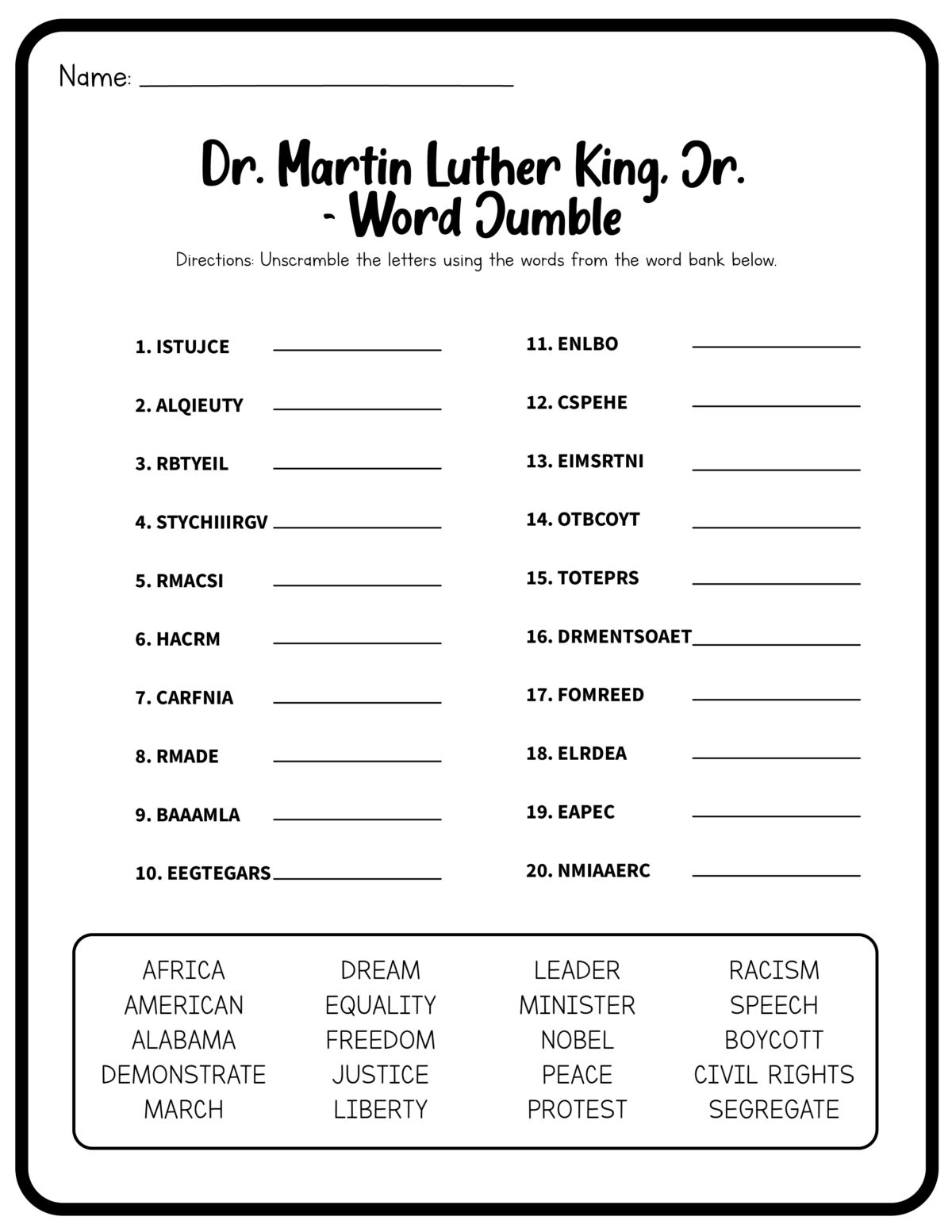 Martin Luther King, Jr. Worksheets (Free Printables) - Frugal Mom Eh! pertaining to Free Printable Martin Luther King Jr Worksheets