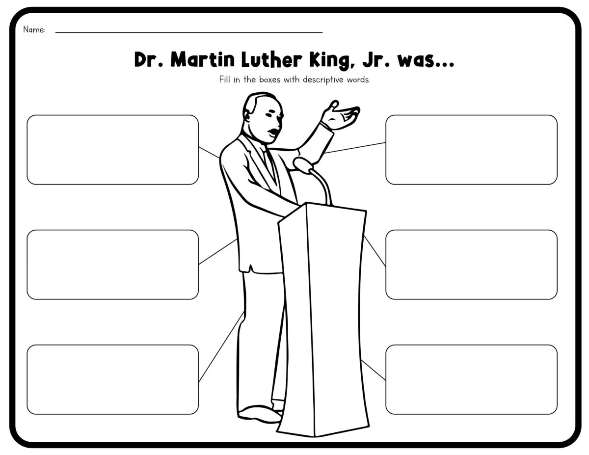 Martin Luther King, Jr. Worksheets (Free Printables) - Frugal Mom Eh! throughout Free Printable Martin Luther King Jr Worksheets For Kindergarten