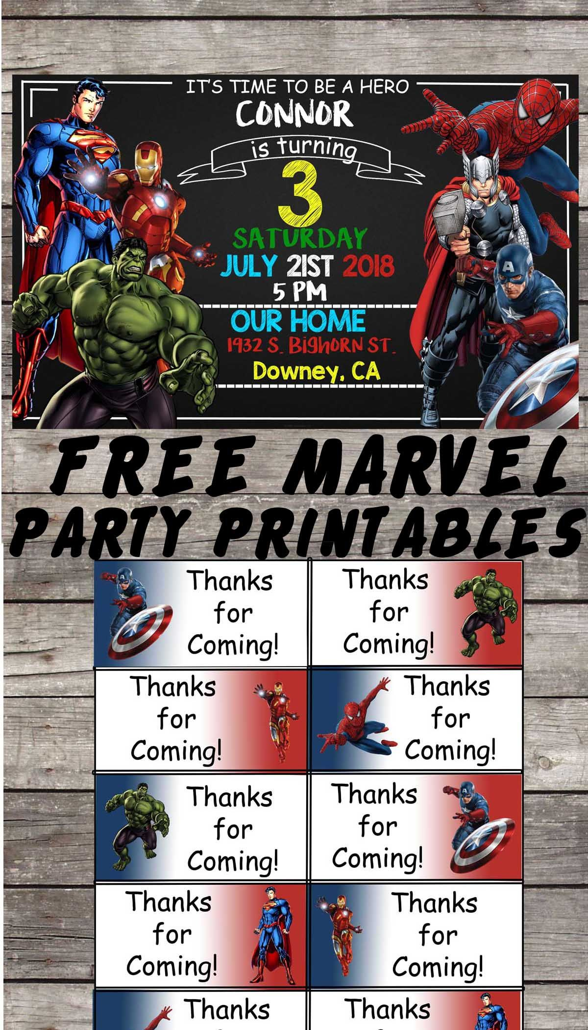 Marvel | Avengers | Birthday Party Printable Files | Invitations inside Free Avengers Birthday Party Printables