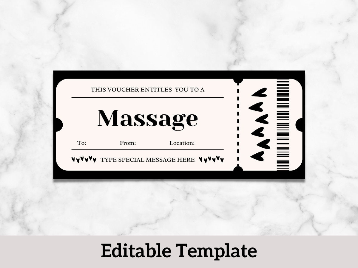 Massage Coupon, Editable Gift Certificate, Printable Mom Dad within Free Massage Coupon Printable