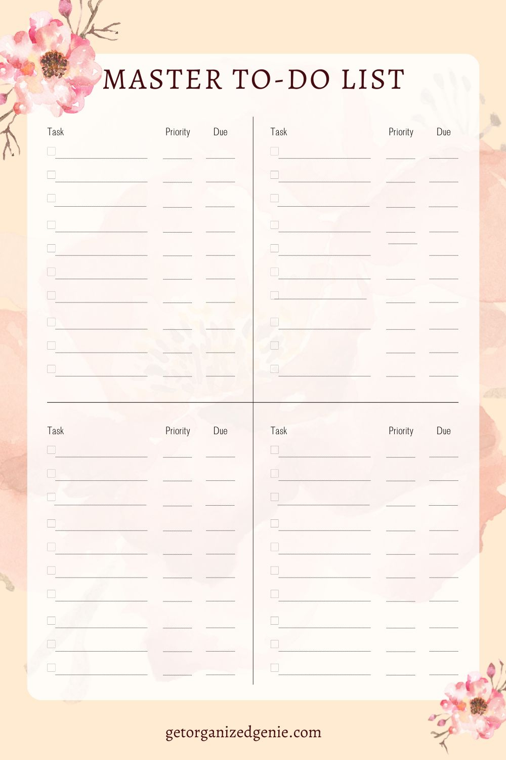 Master To Do List Template|Free Printable &amp;amp; Tips To Boost Productivity for Free Printable To Do Lists To Get Organized