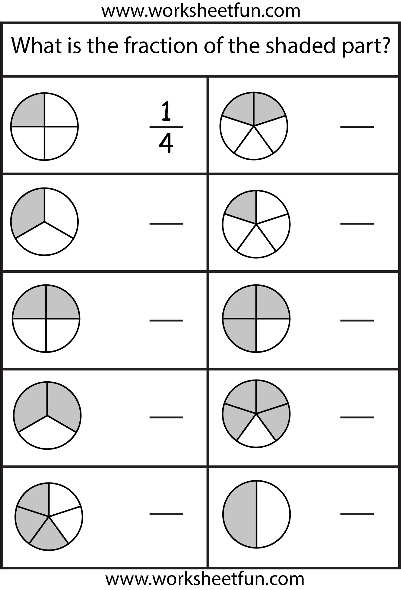 Math Fractions Worksheets For Kids throughout Free Printable Fraction Worksheets