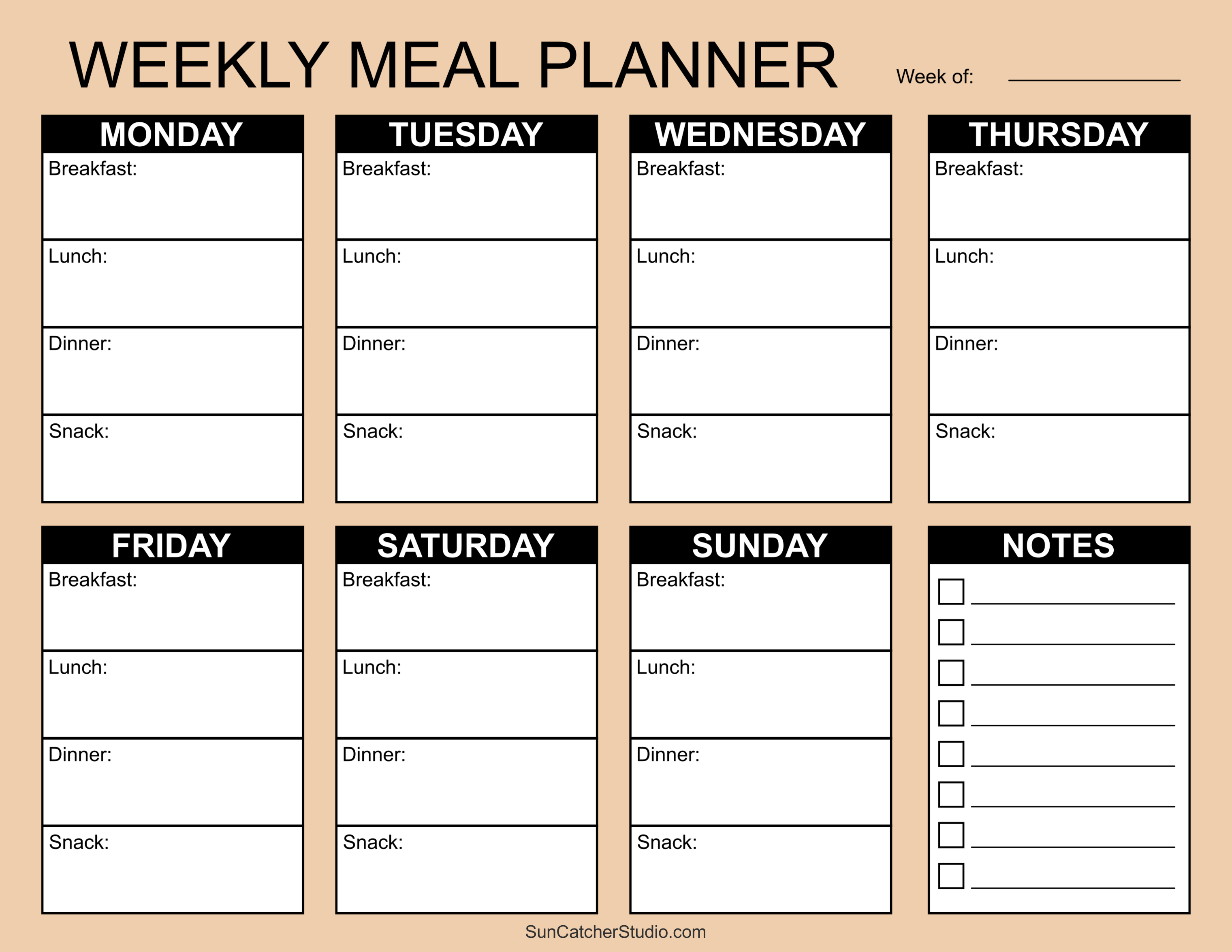 Meal Planners: Printable Weekly Menu Templates (Pdf) – Diy for Free Printable Weekly Meal Planner