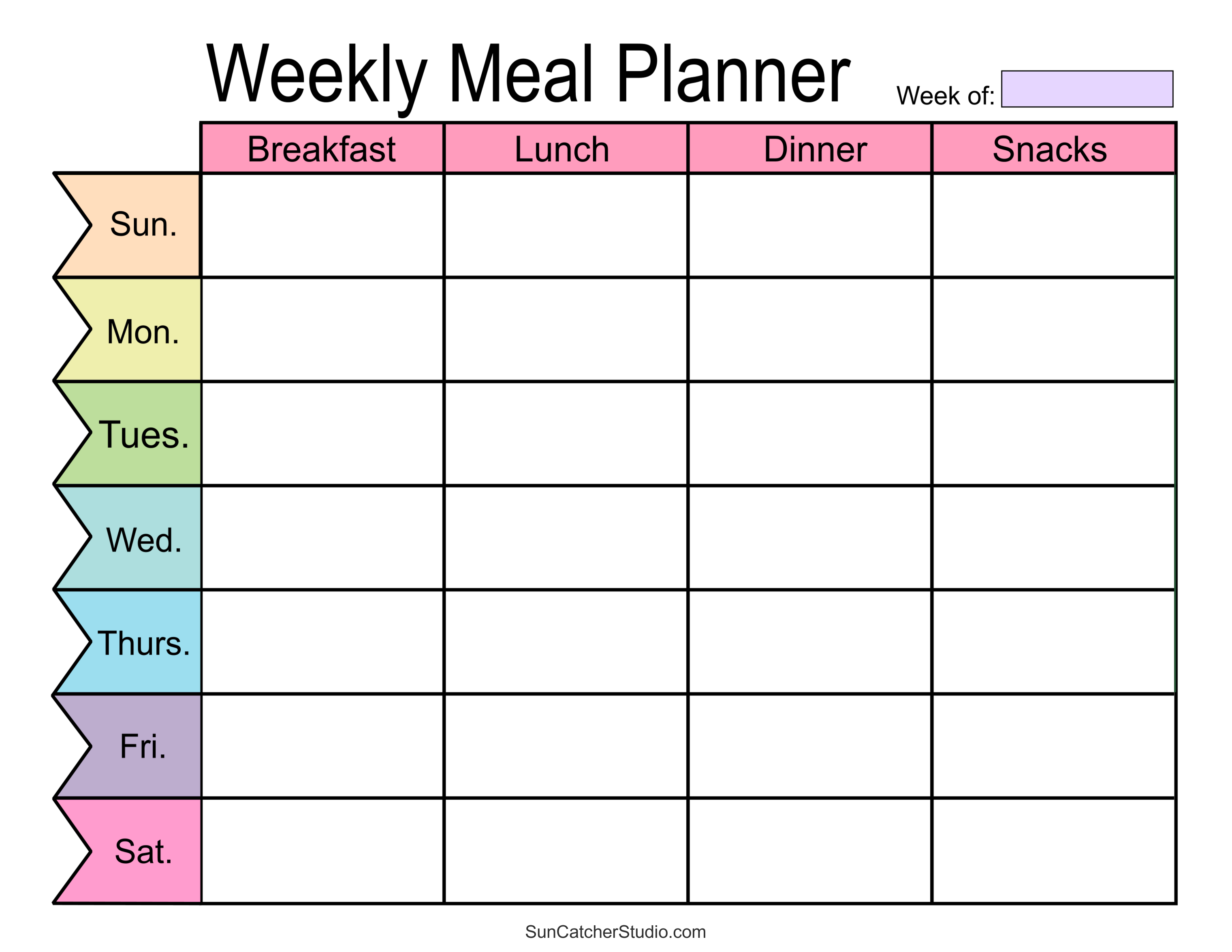 Meal Planners: Printable Weekly Menu Templates (Pdf) – Diy pertaining to Weekly Menu Free Printable