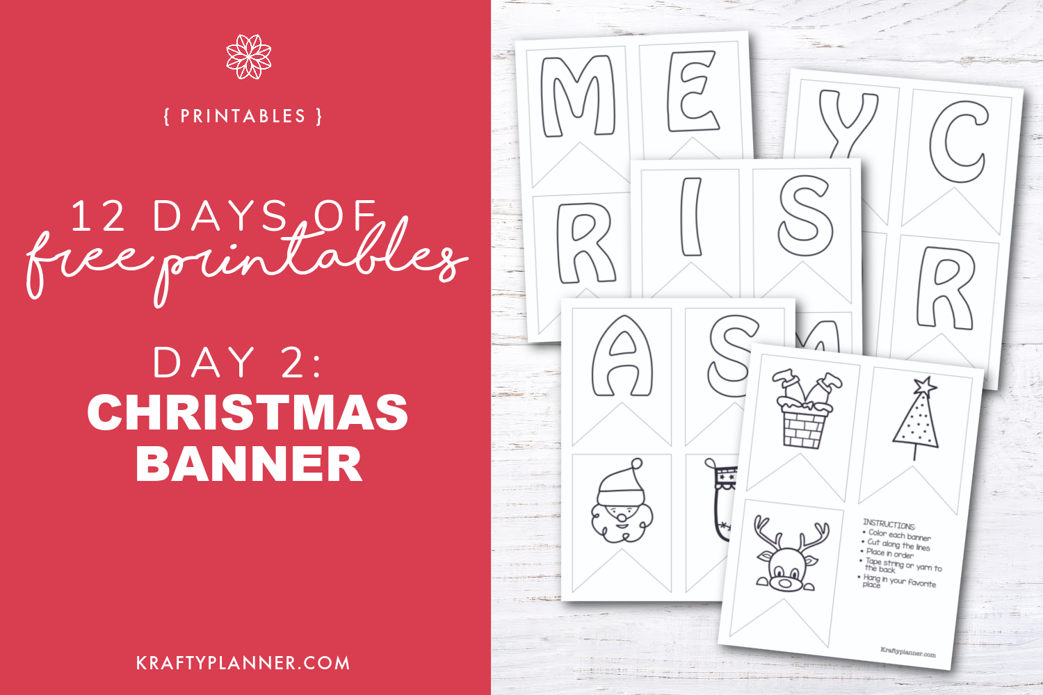 Merry Christmas Banner {Free Printable} — Krafty Planner with regard to Free Printable Christmas Banner