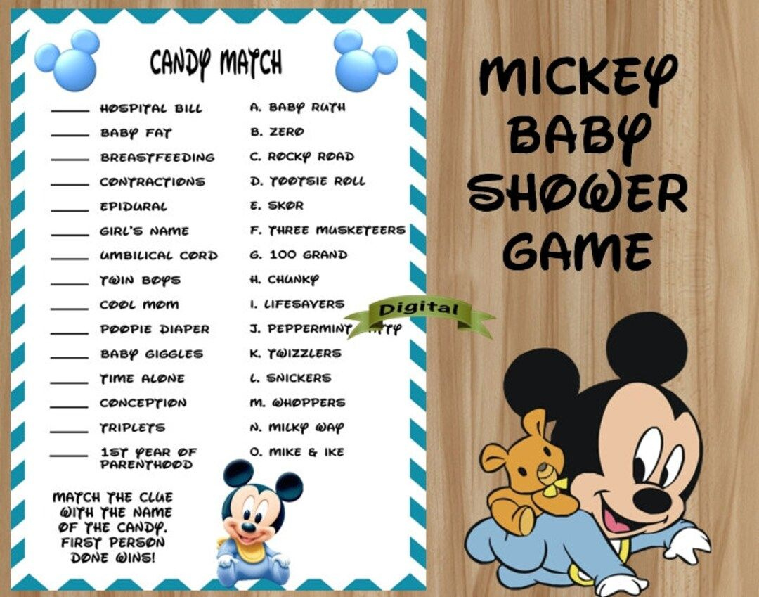 Mickey Mouse Baby Shower Game, Mickey Baby Shower Game, Mickey within Free Printable Mickey Mouse Baby Shower Games