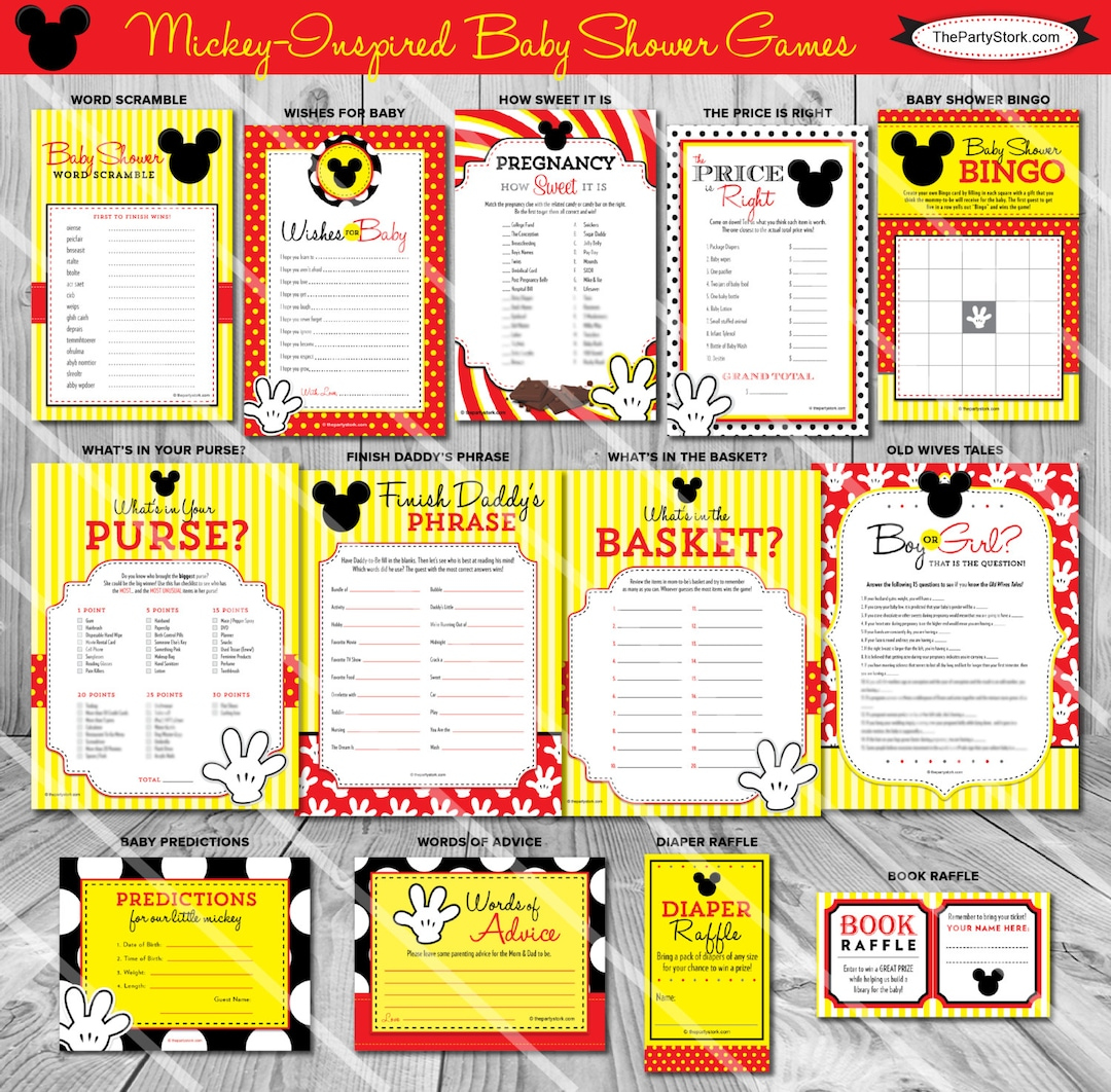 Mickey Mouse Baby Shower Games Mickey Baby Shower Game Package Or for Free Printable Mickey Mouse Baby Shower Games